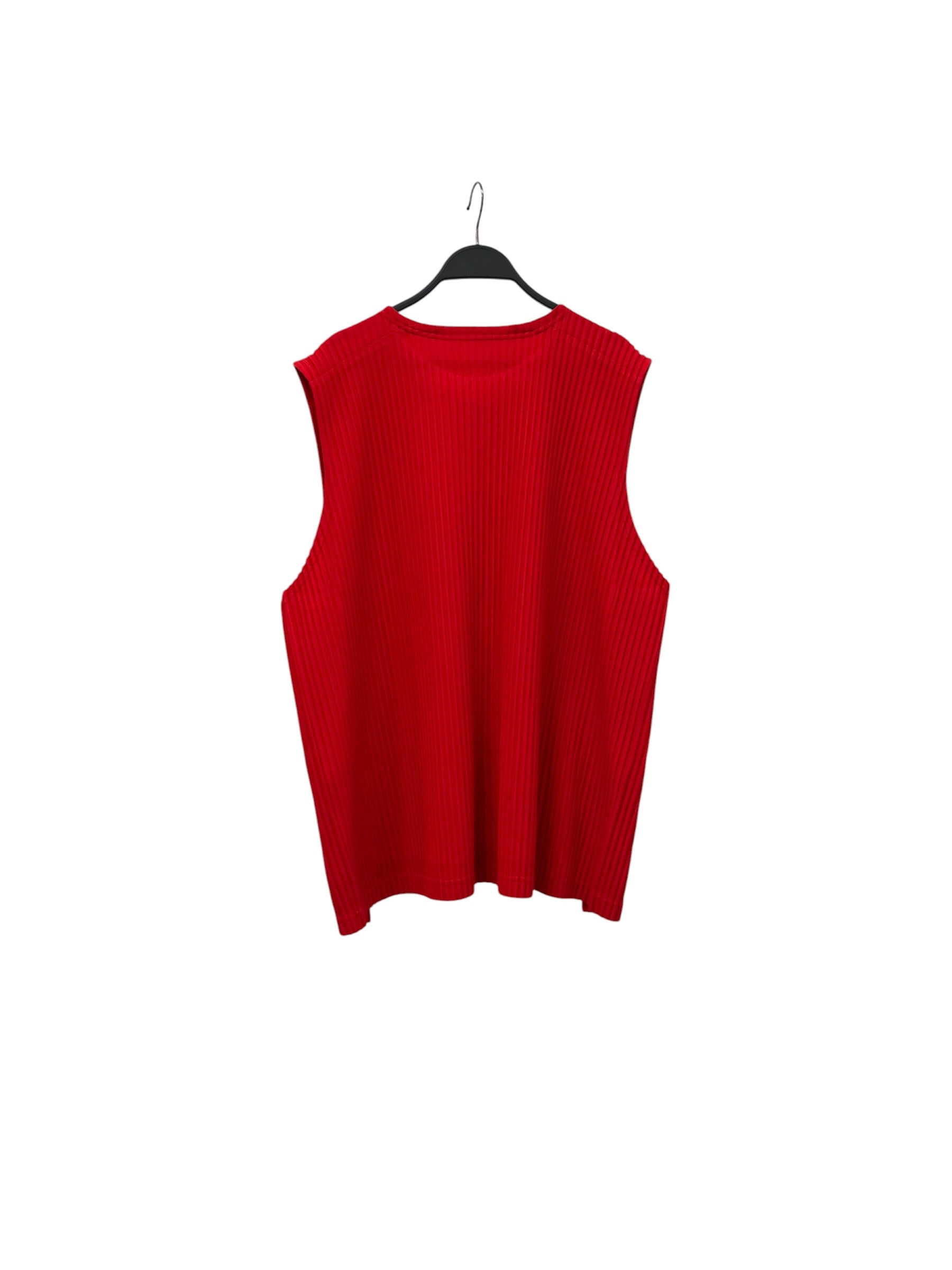 HOMME PLISSE ISSEY MIYAKE/Tank Top/2/Polyester/RED/SLEEVELESS RIBBED SHIRT view 2