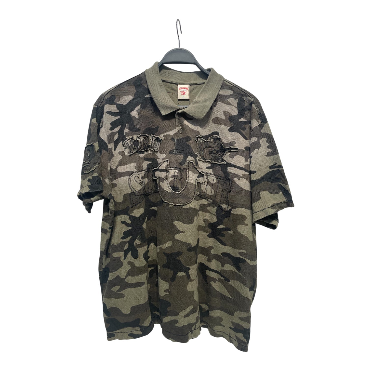 Supreme/TRUE RELIGION/Polo Shirt/XL/Cotton/GRN/Camouflage/LARGE APLIQUE view 1
