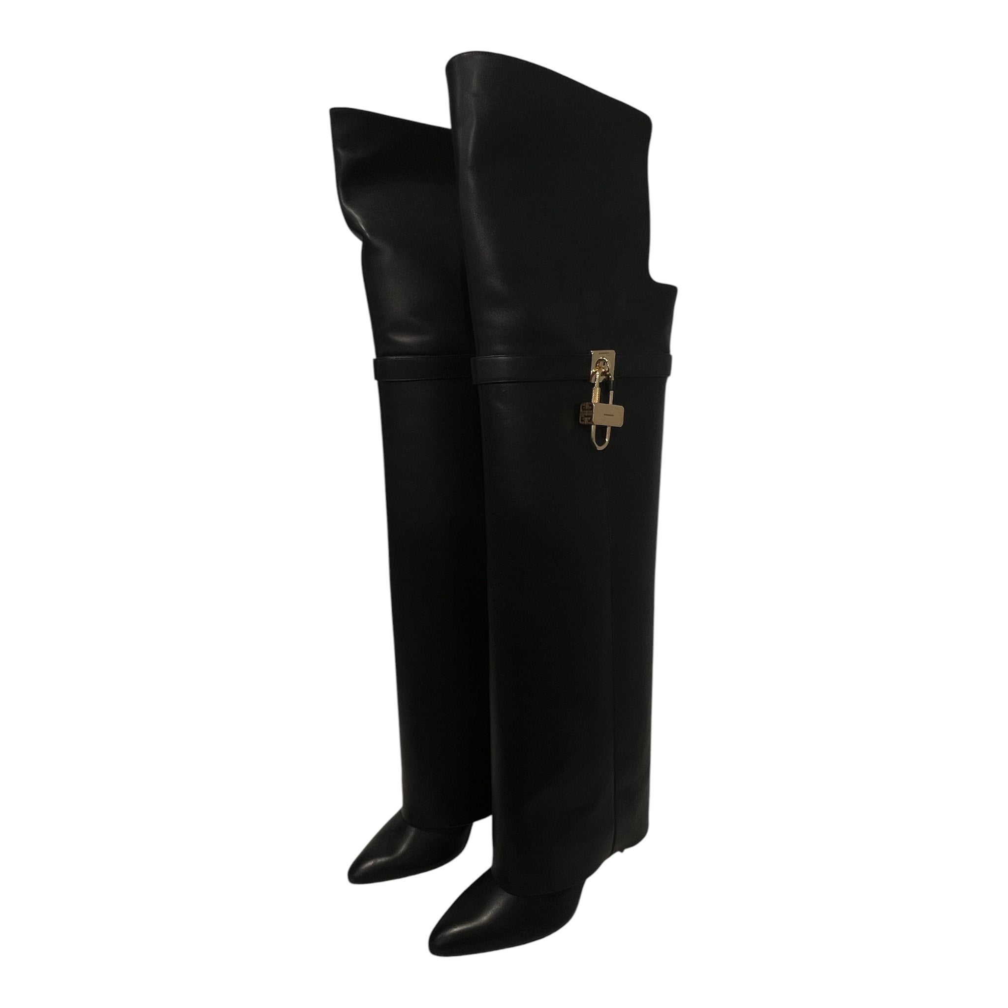 GIVENCHY/Long Boots/EU 41/Leather/BLK/shark lock  boots 90mm view 1