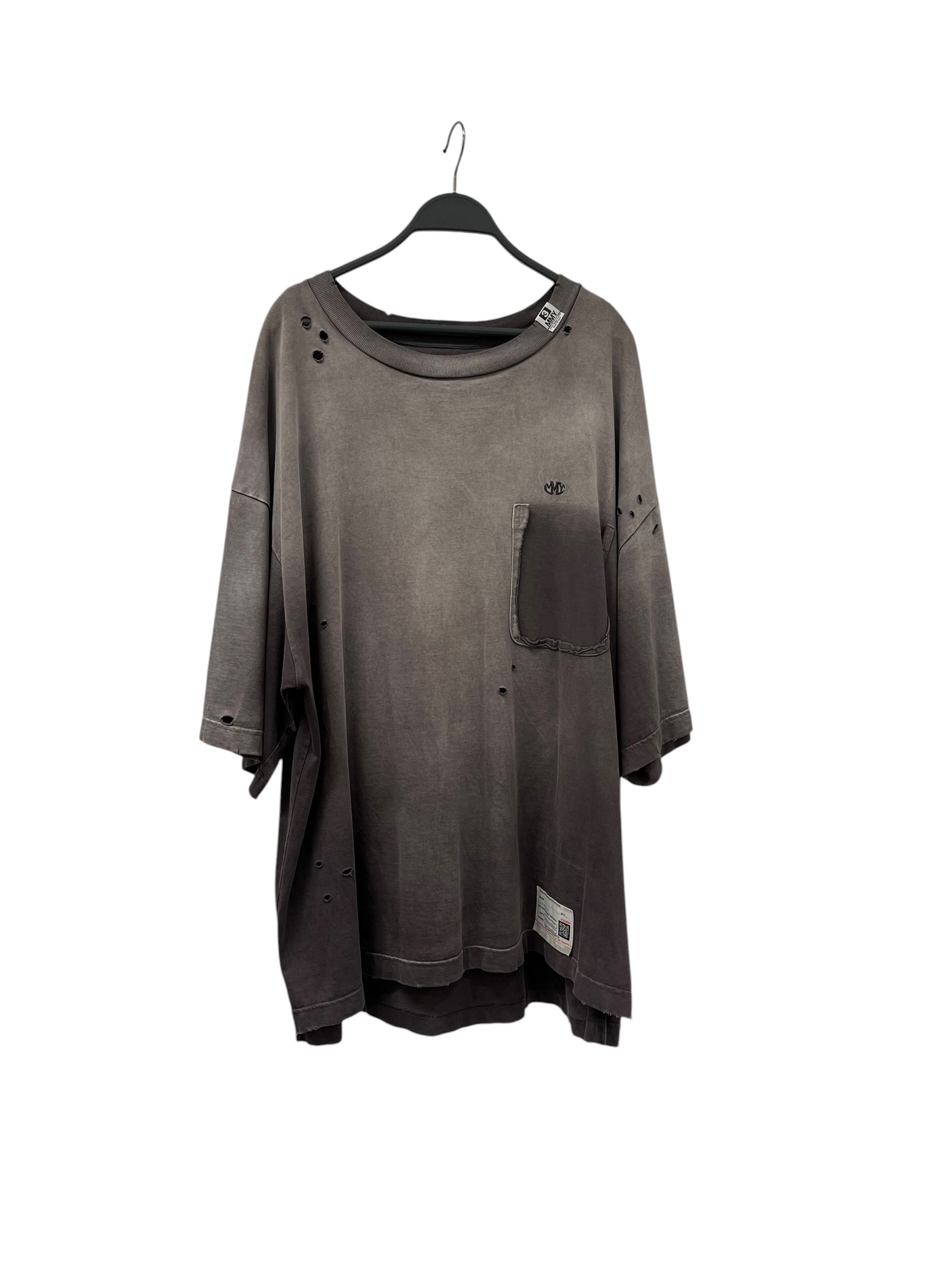 MIHARA YASUHIRO/T-Shirt/52/Cotton/GRY/DISTRESSED T-SHIRT view 1
