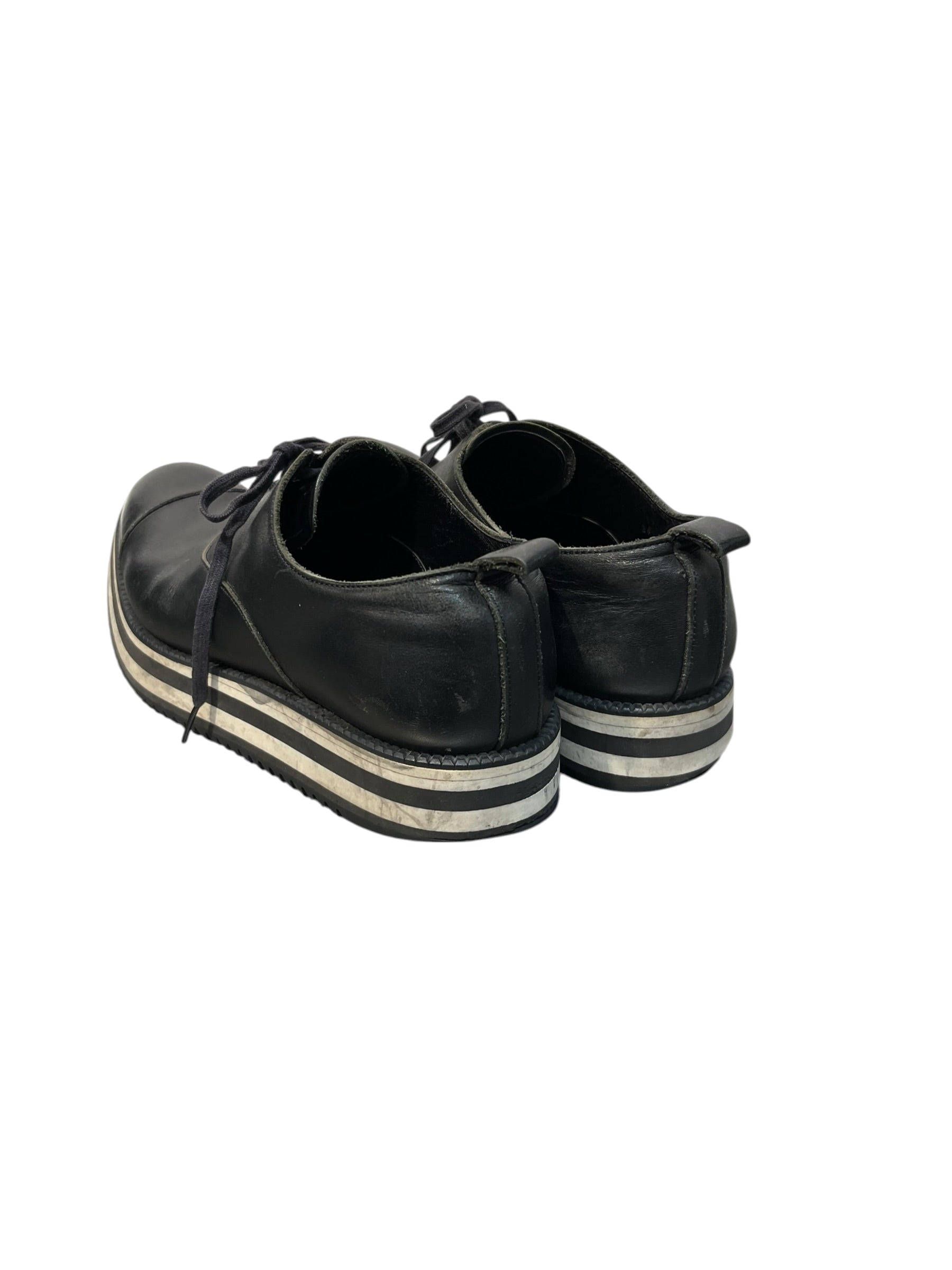 COMME des GARCONS/Dress Shoes/Leather/BLK/24, BLK/WHT STRIPE PLATFORM view 2