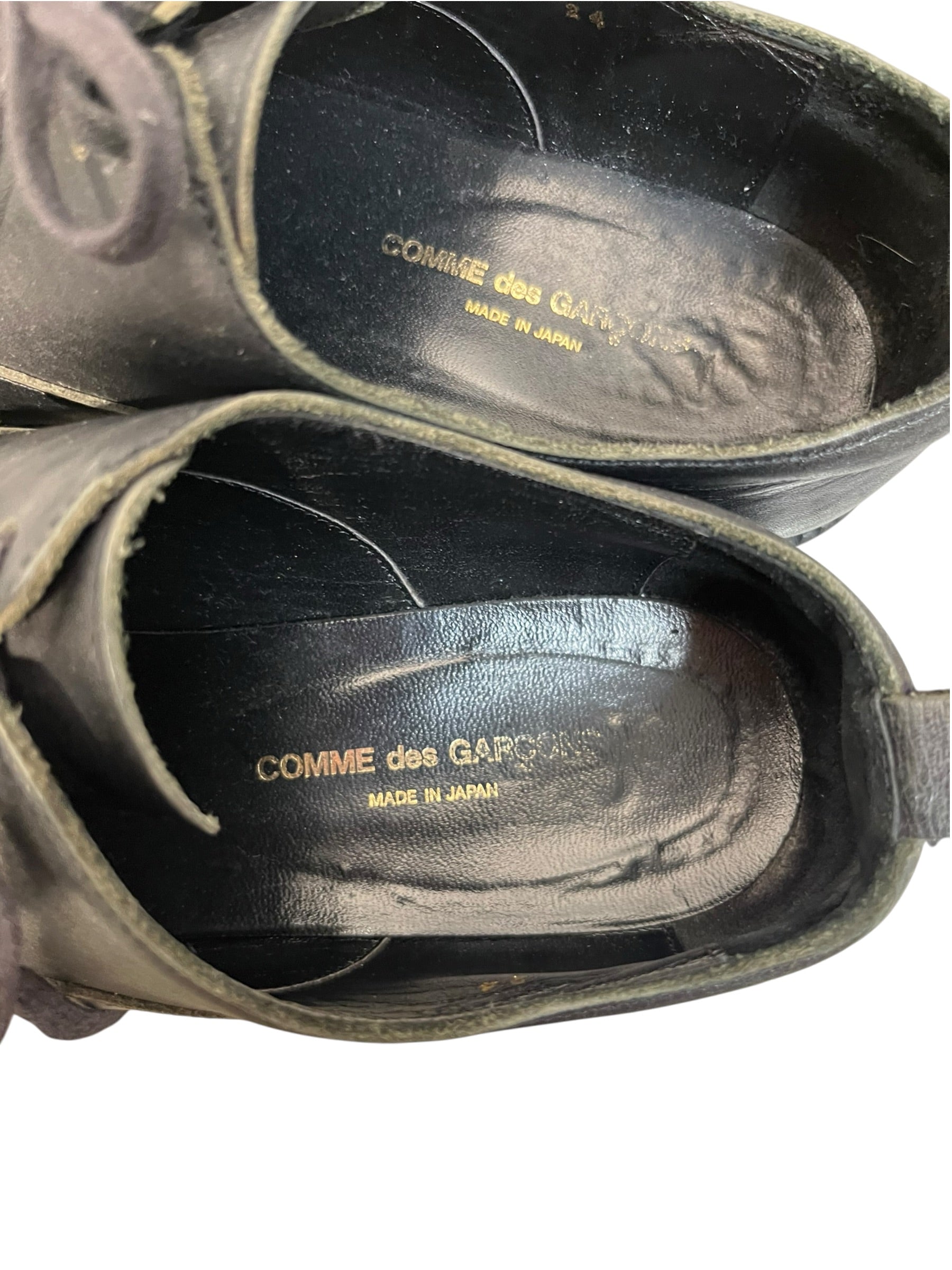 COMME des GARCONS/Dress Shoes/Leather/BLK/24, BLK/WHT STRIPE PLATFORM view 3