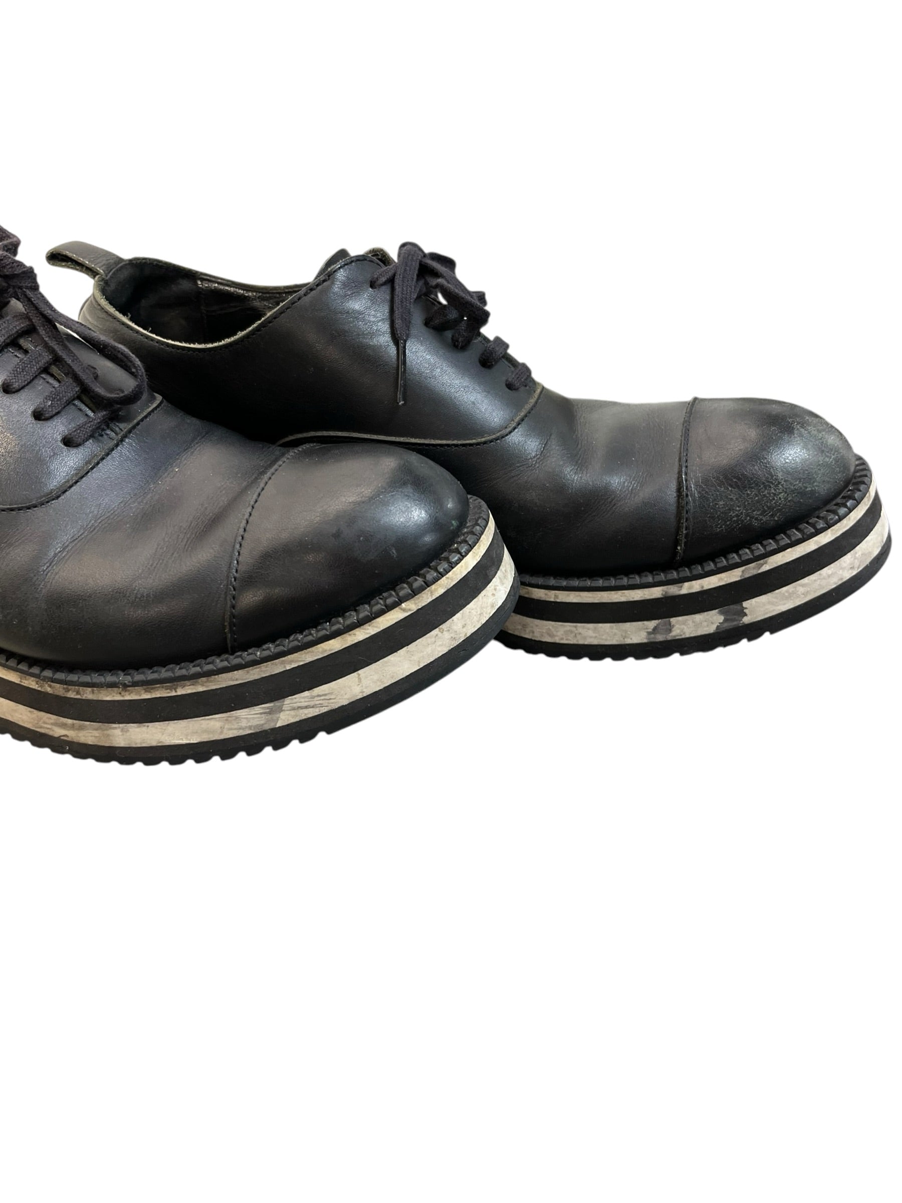 COMME des GARCONS/Dress Shoes/Leather/BLK/24, BLK/WHT STRIPE PLATFORM view 5