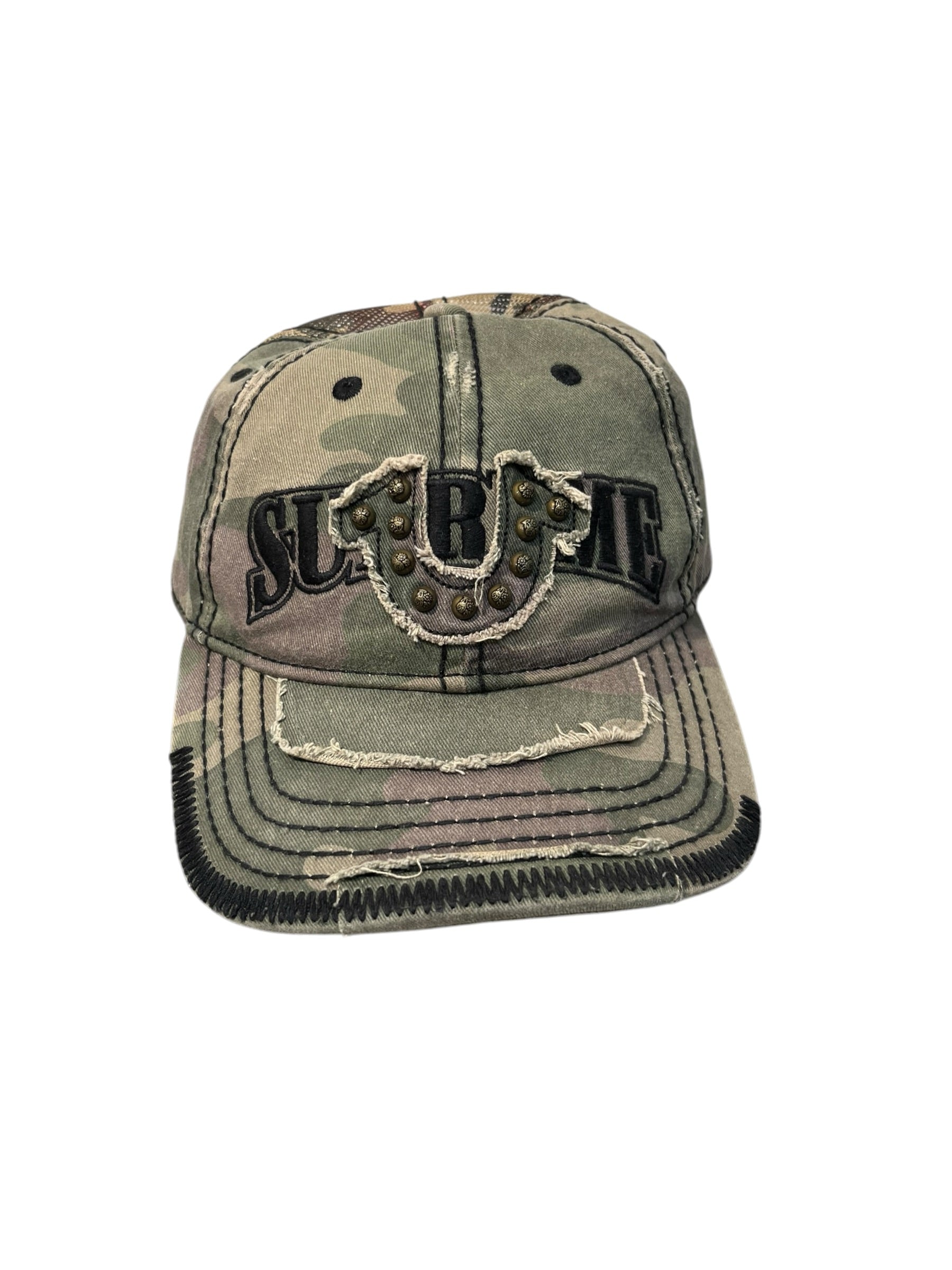 Supreme/Trucker Cap/Camouflage/Cotton/GRN/M's/Supreme w/ true 'U' on frnt view 1