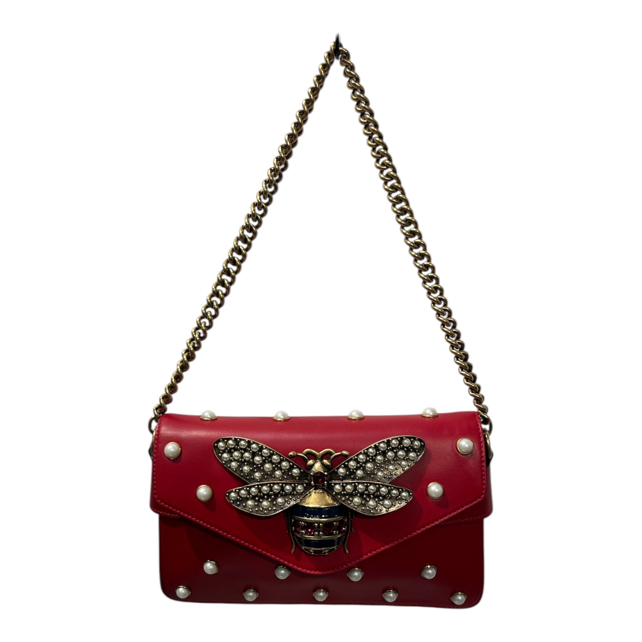 GUCCI/Bag/Leather/RED/Bee shoulder bag view 1