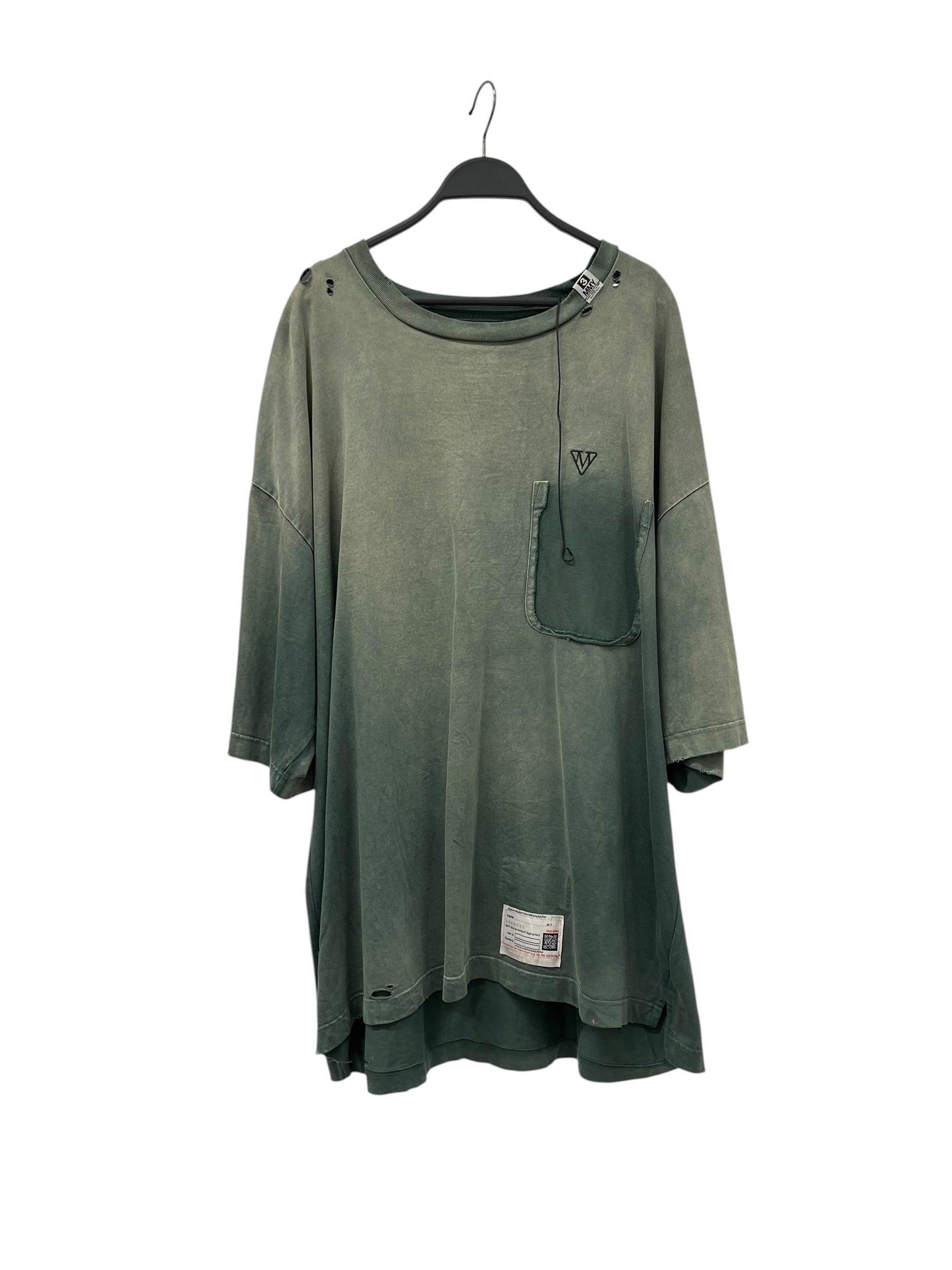MIHARA YASUHIRO/T-Shirt/52/Cotton/GRN/DISTRESSED T-SHIRT view 1