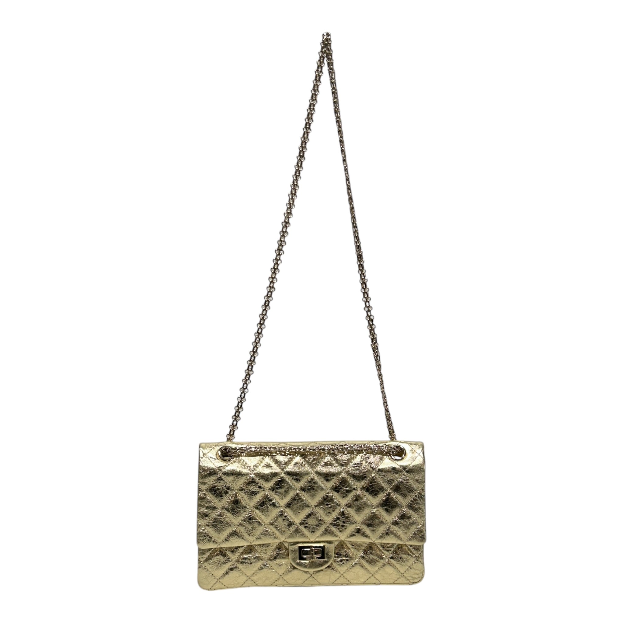 CHANEL/Cross Body Bag/OS/Leather/GLD/Gold Quilted Double Flap view 1