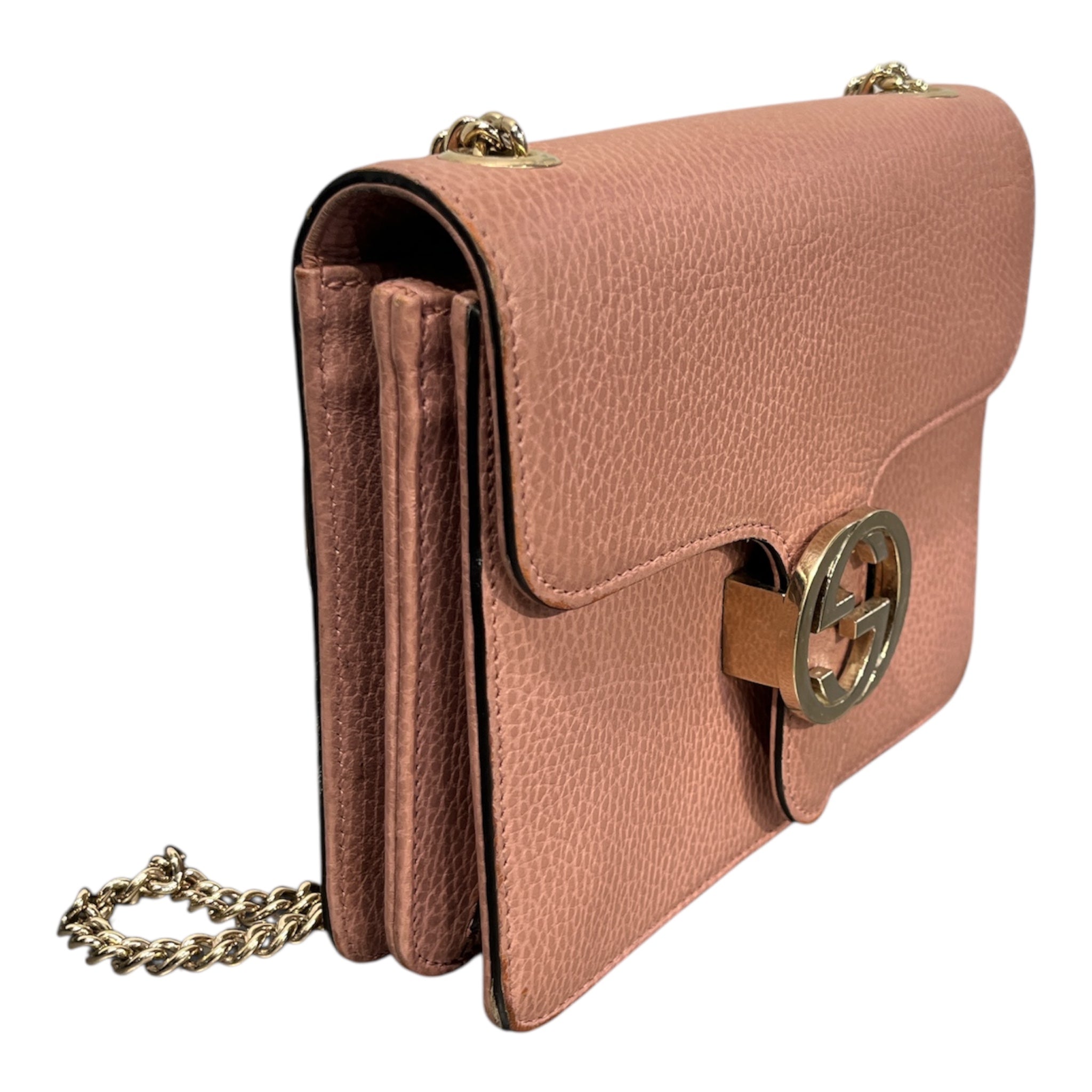 GUCCI/Cross Body Bag/Leather/PNK/INTERLOCKING G view 3