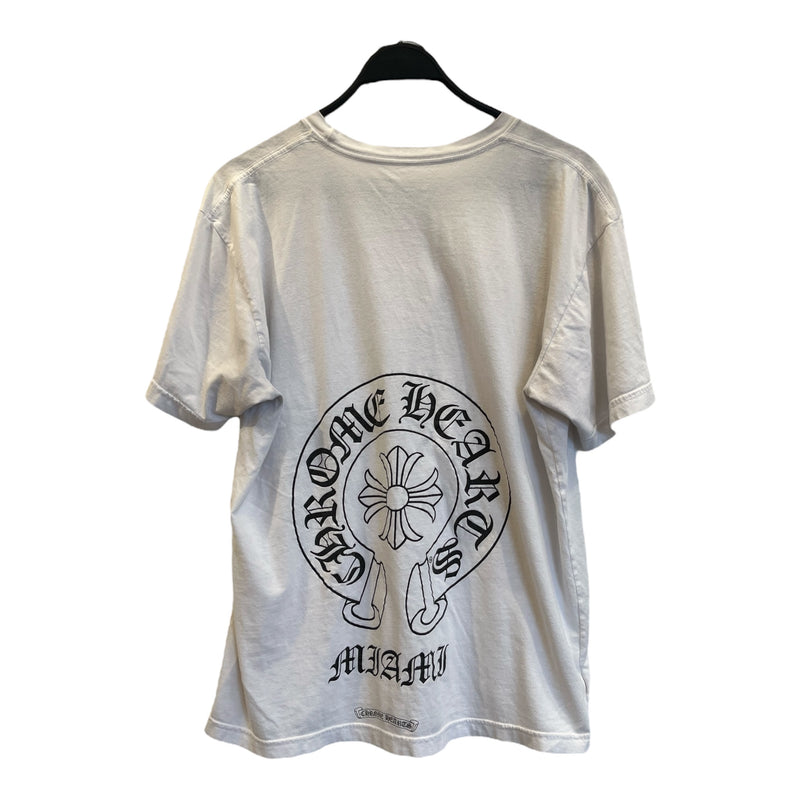 CHROME HEARTS/T-Shirt/XL/Cotton/WHT/Graphic/MIAMI HORSESHOE LOGO TEE