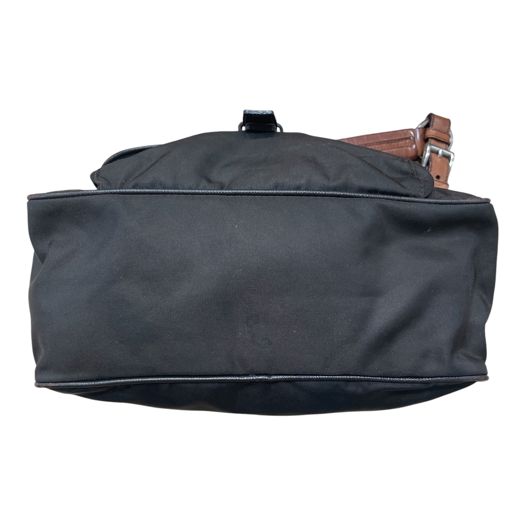 PRADA/Bag/Nylon/BRW/nylon and leather shoulder bag view 3