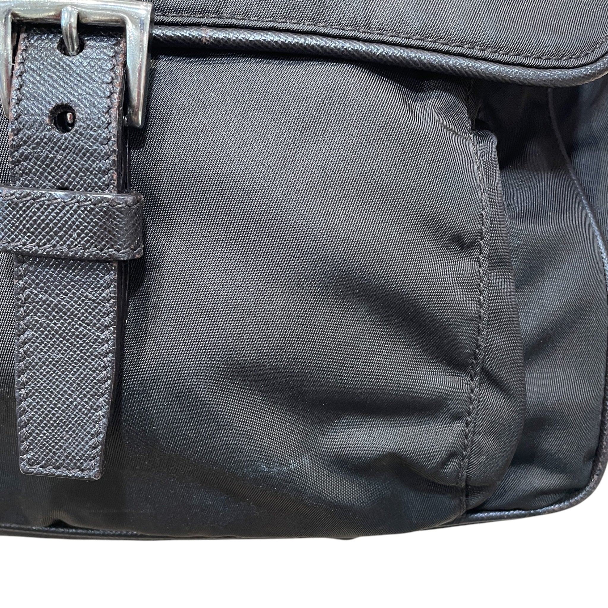 PRADA/Bag/Nylon/BRW/nylon and leather shoulder bag view 4