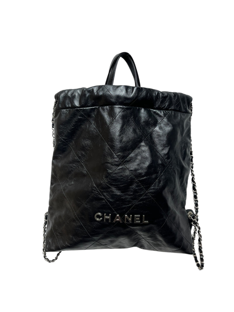 CHANEL/Backpack/Leather/BLK/