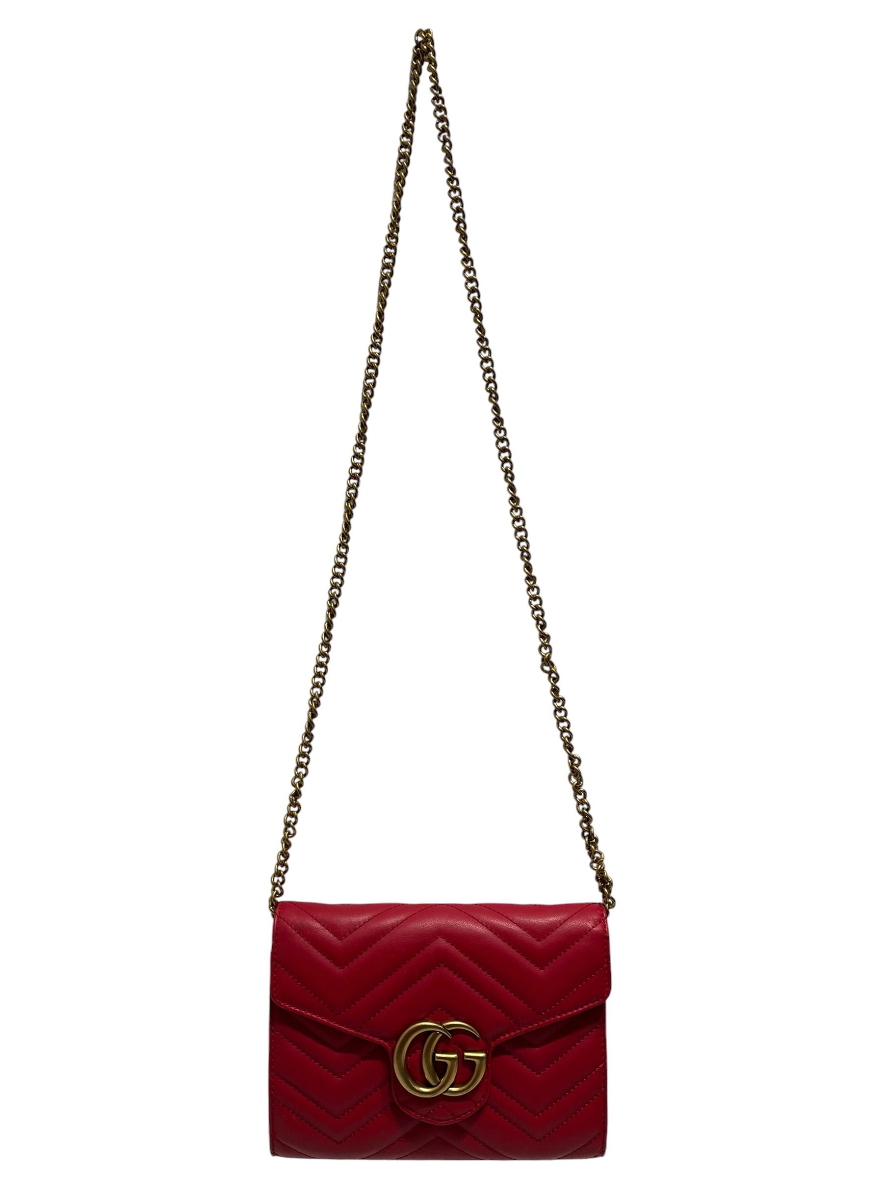 GUCCI/Cross Body Bag/Leather/RED/Marmont Matrlasse view 1