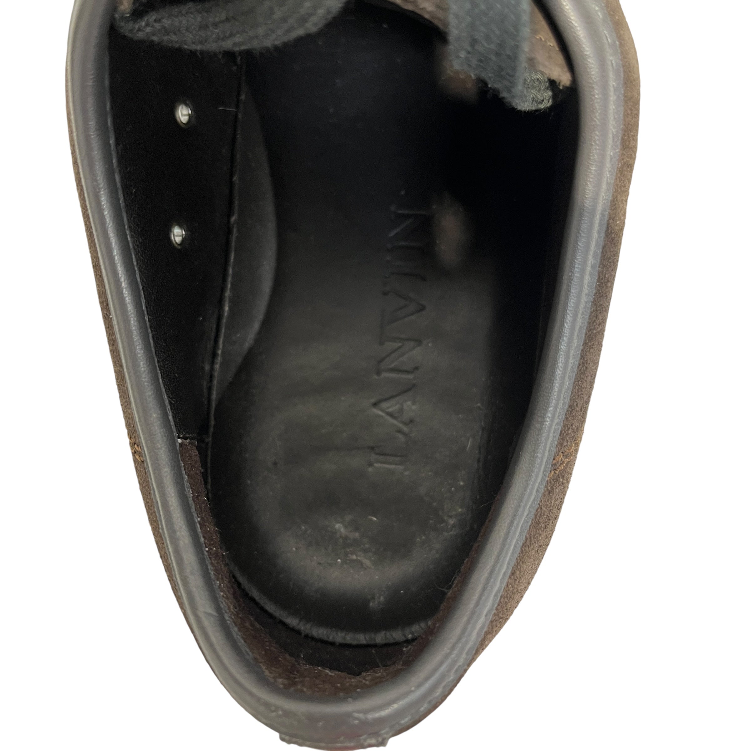 LANVIN/Low-Sneakers/US 7/Suede/BRW/PATENT LEATHER TOEBOX view 3