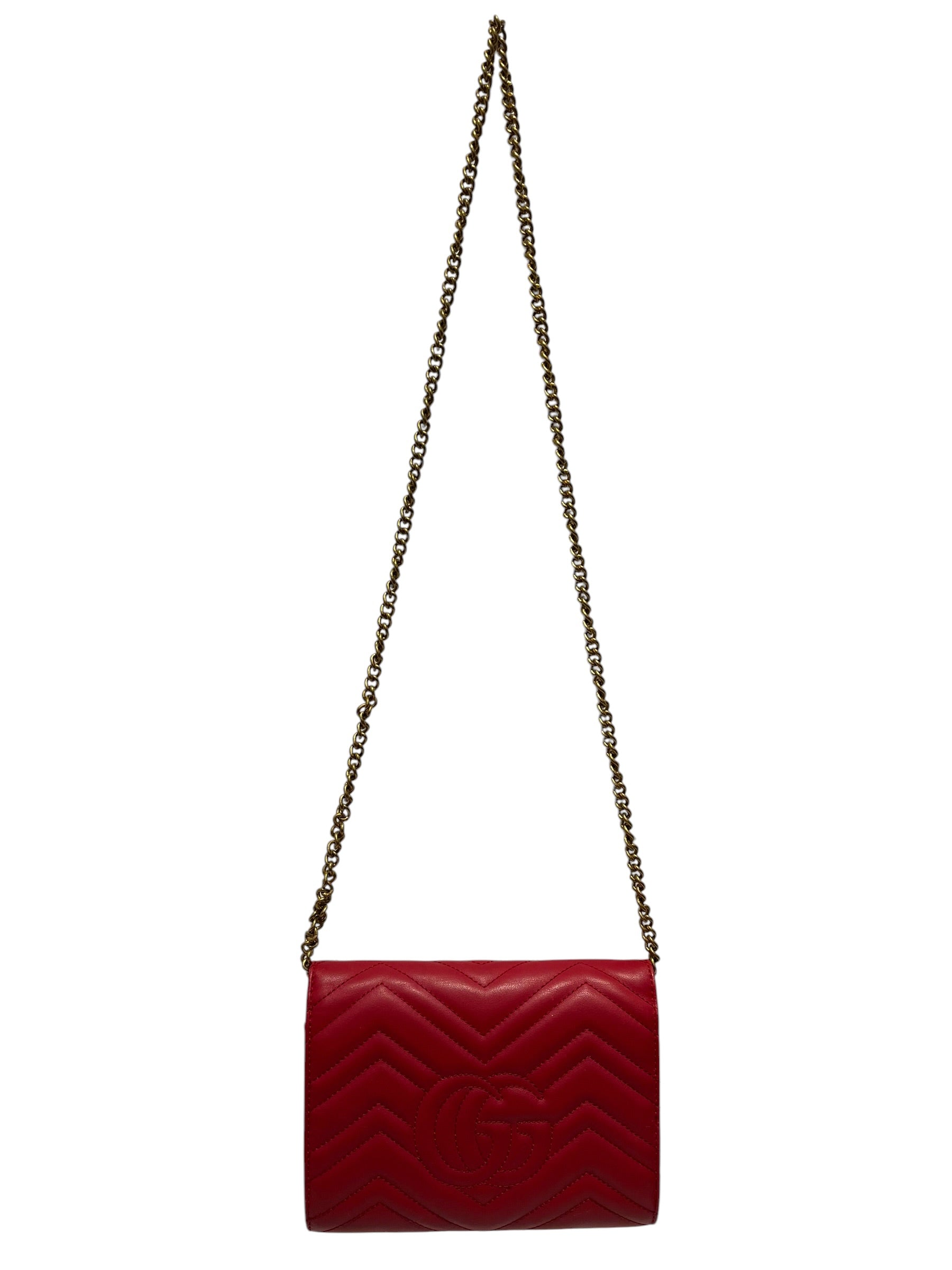 GUCCI/Cross Body Bag/Leather/RED/Marmont Matrlasse view 2