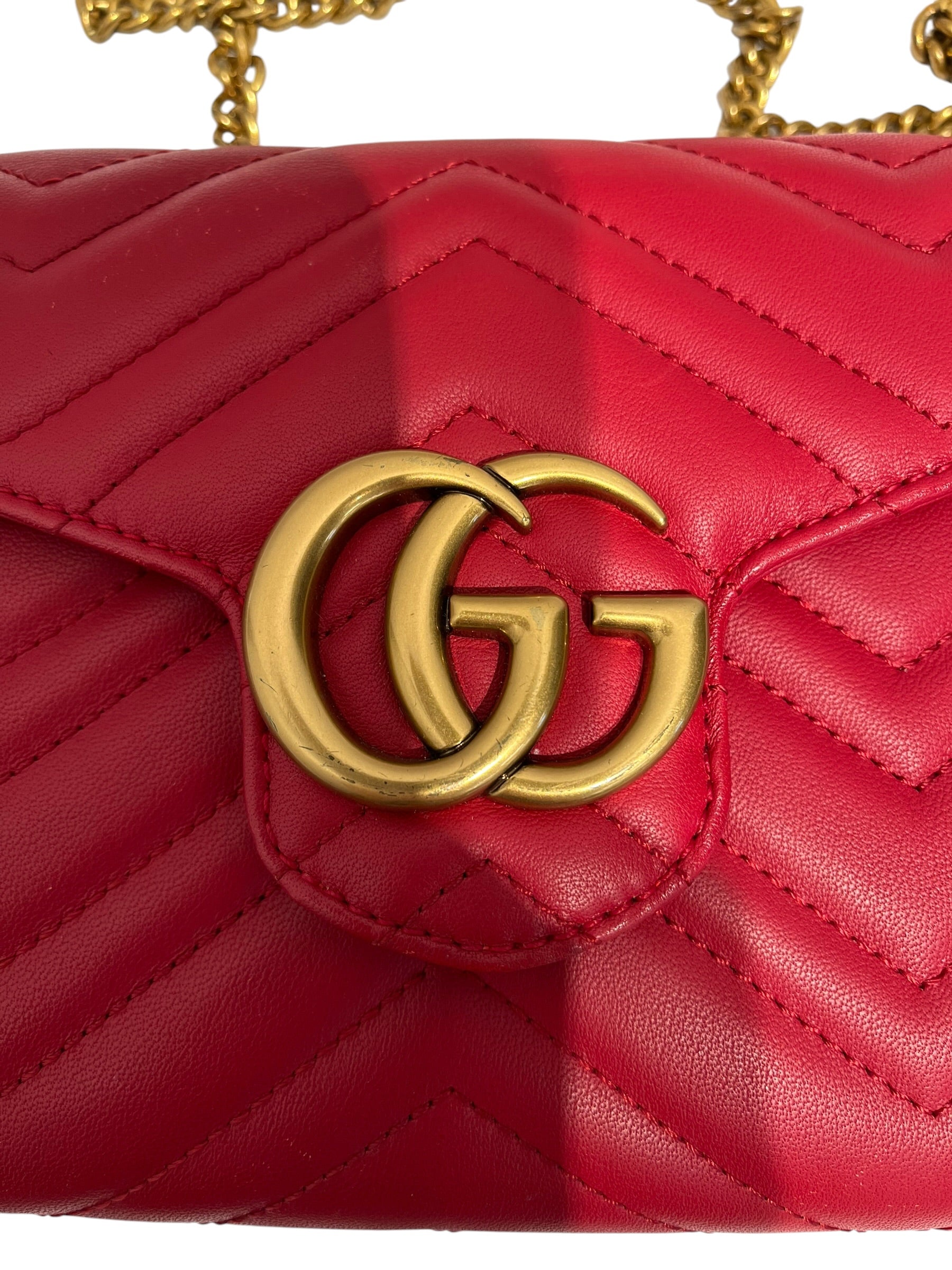 GUCCI/Cross Body Bag/Leather/RED/Marmont Matrlasse view 4