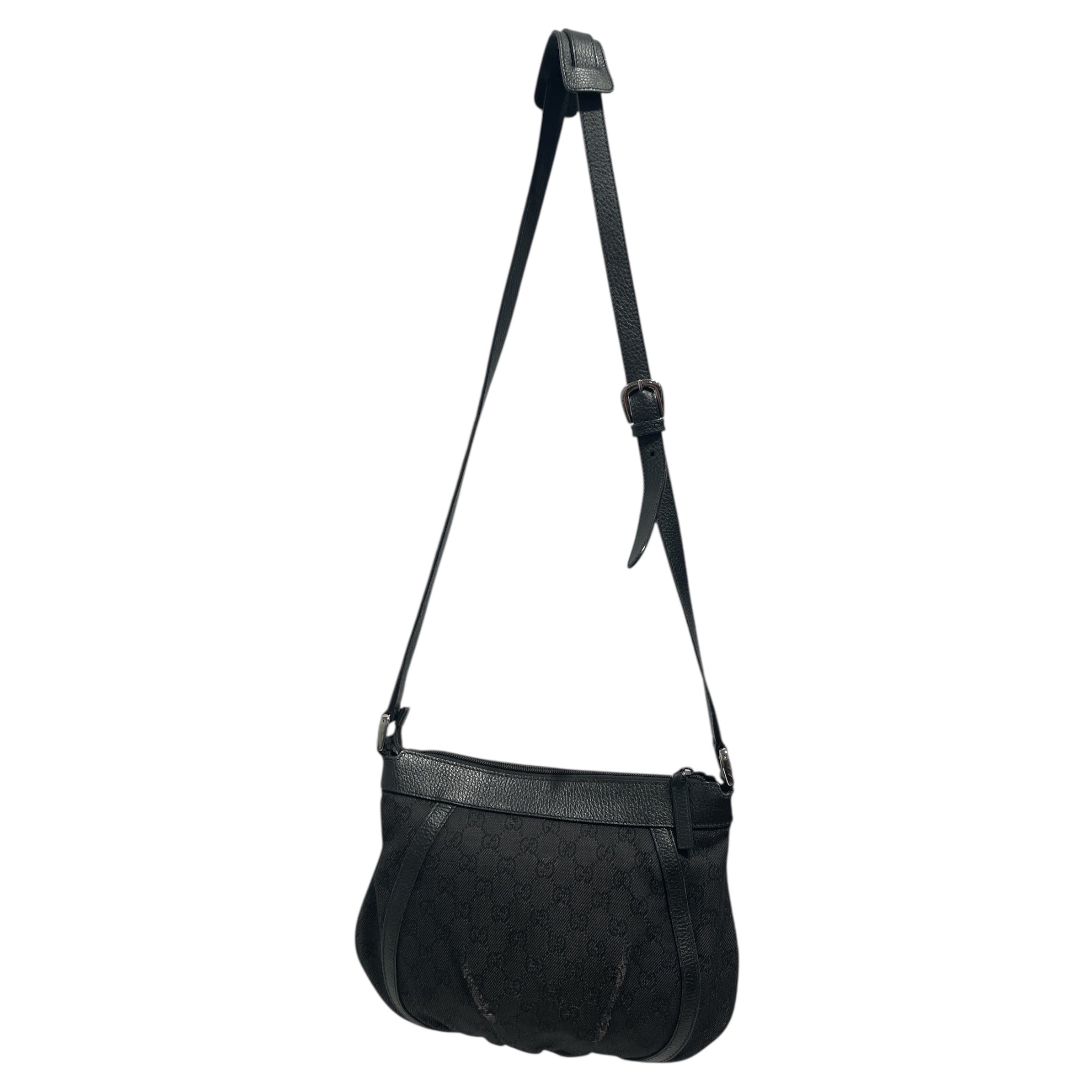 GUCCI/Cross Body Bag/Monogram/BLK/denim abbey crossbody view 2