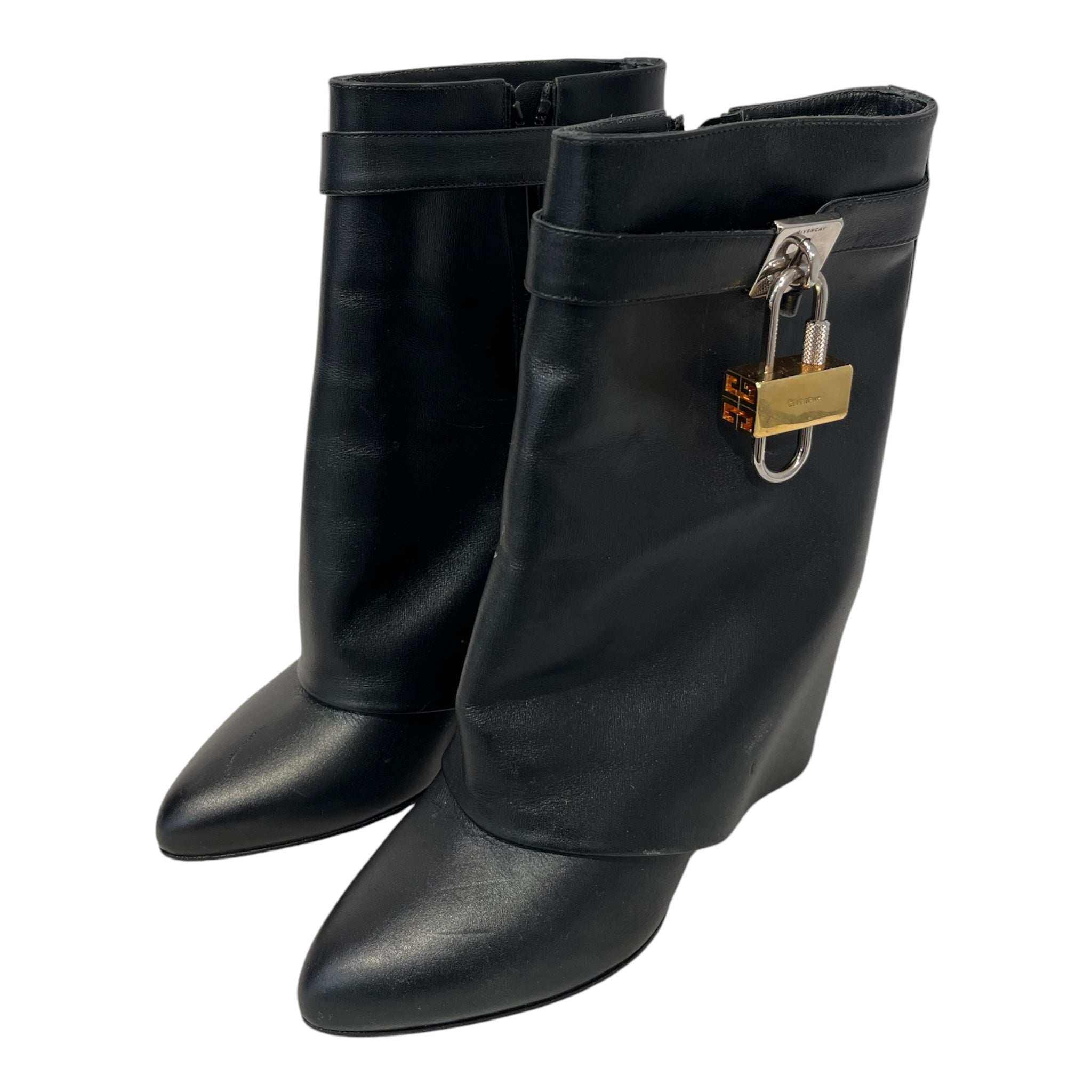 GIVENCHY/Boots/EU 36.5/Leather/BLK/Side Zip/ankle wedge shark boot view 1