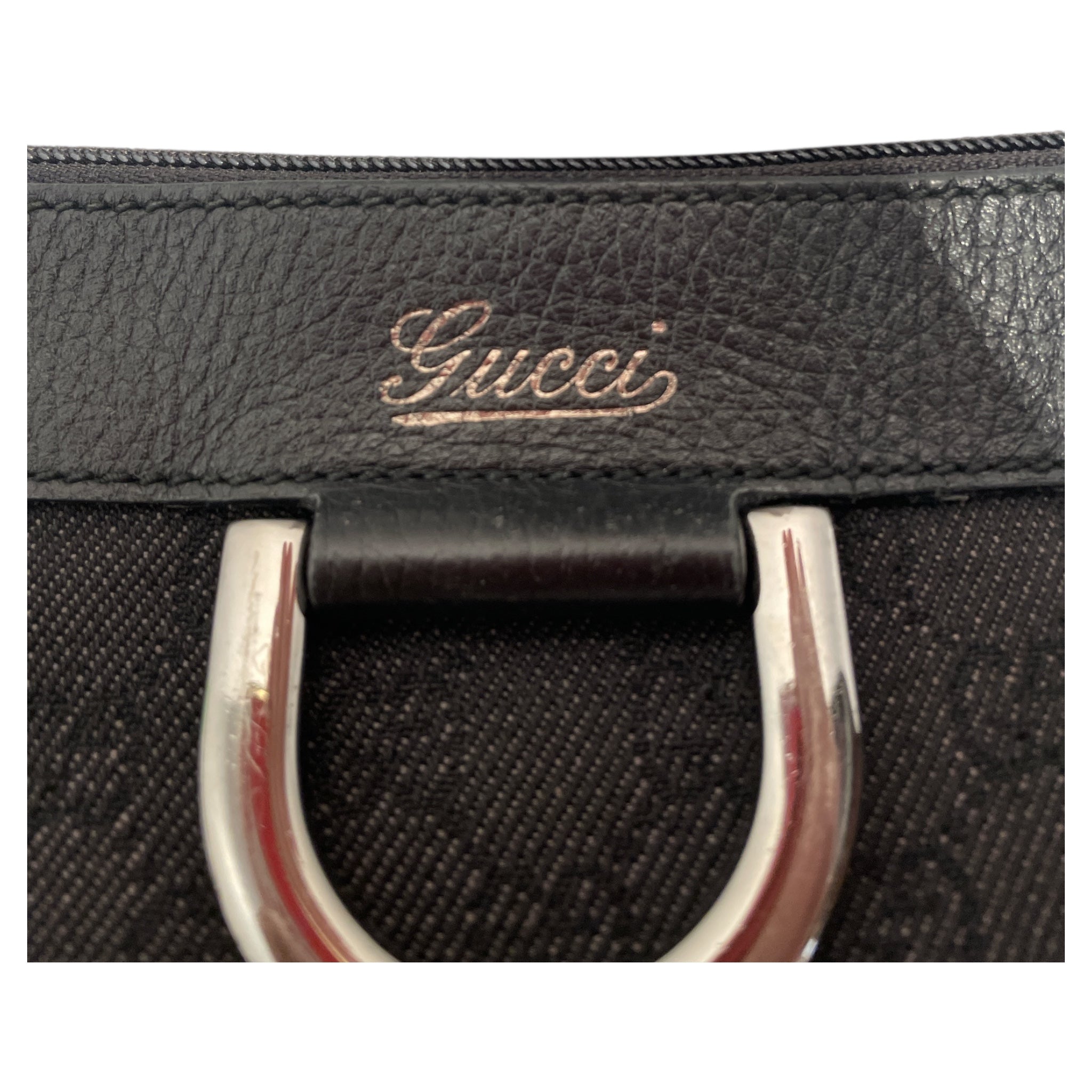 GUCCI/Cross Body Bag/Monogram/BLK/denim abbey crossbody view 3