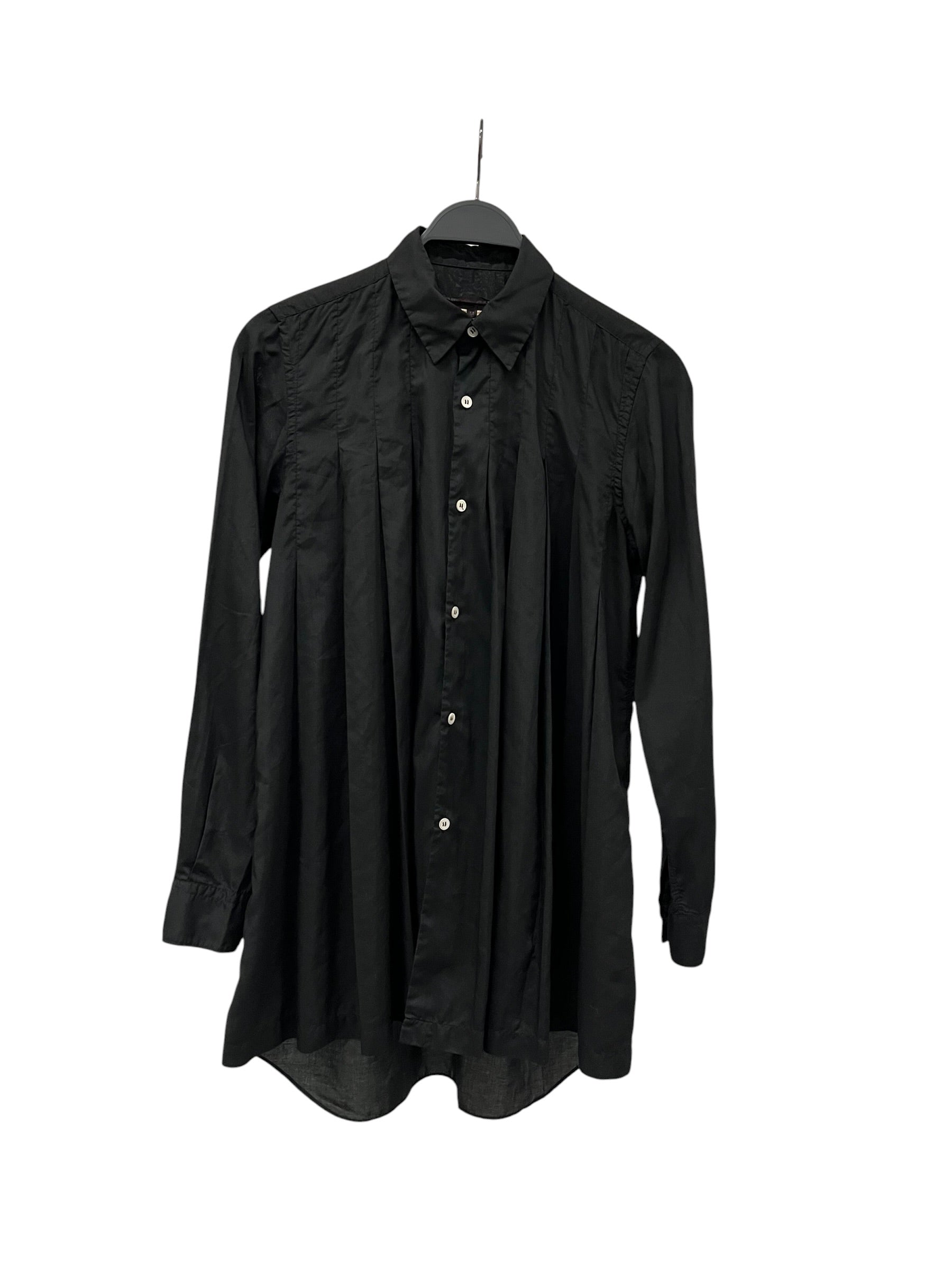 COMME des GARCONS/LS Shirt/M/Cotton/BLK/BOX PLEAT FRONT DETAIL view 1