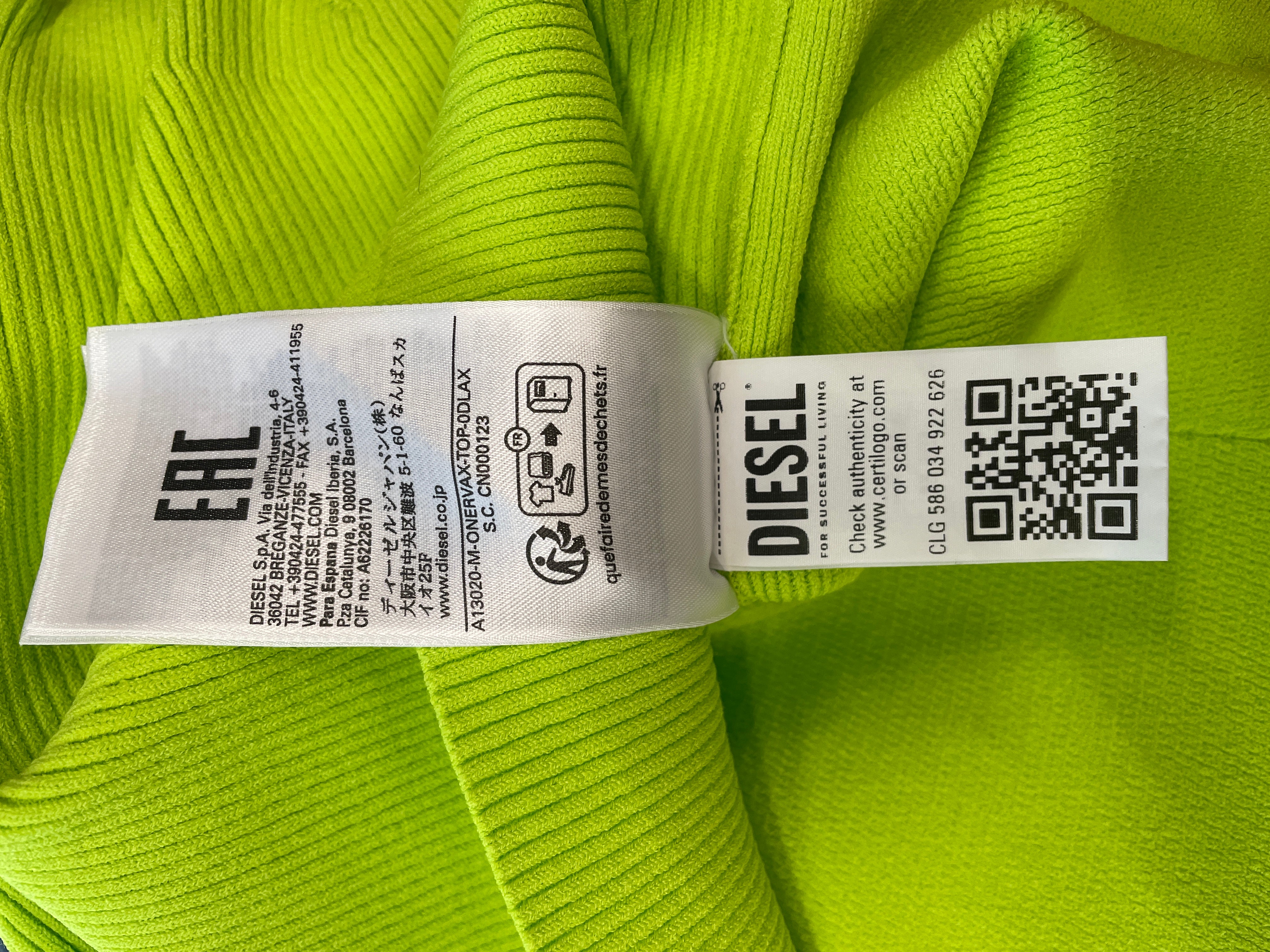DIESEL/SL Cut & Sew/XS/Rayon/GRN/NEON/ONERVA TOP/METAL LOGO view 5