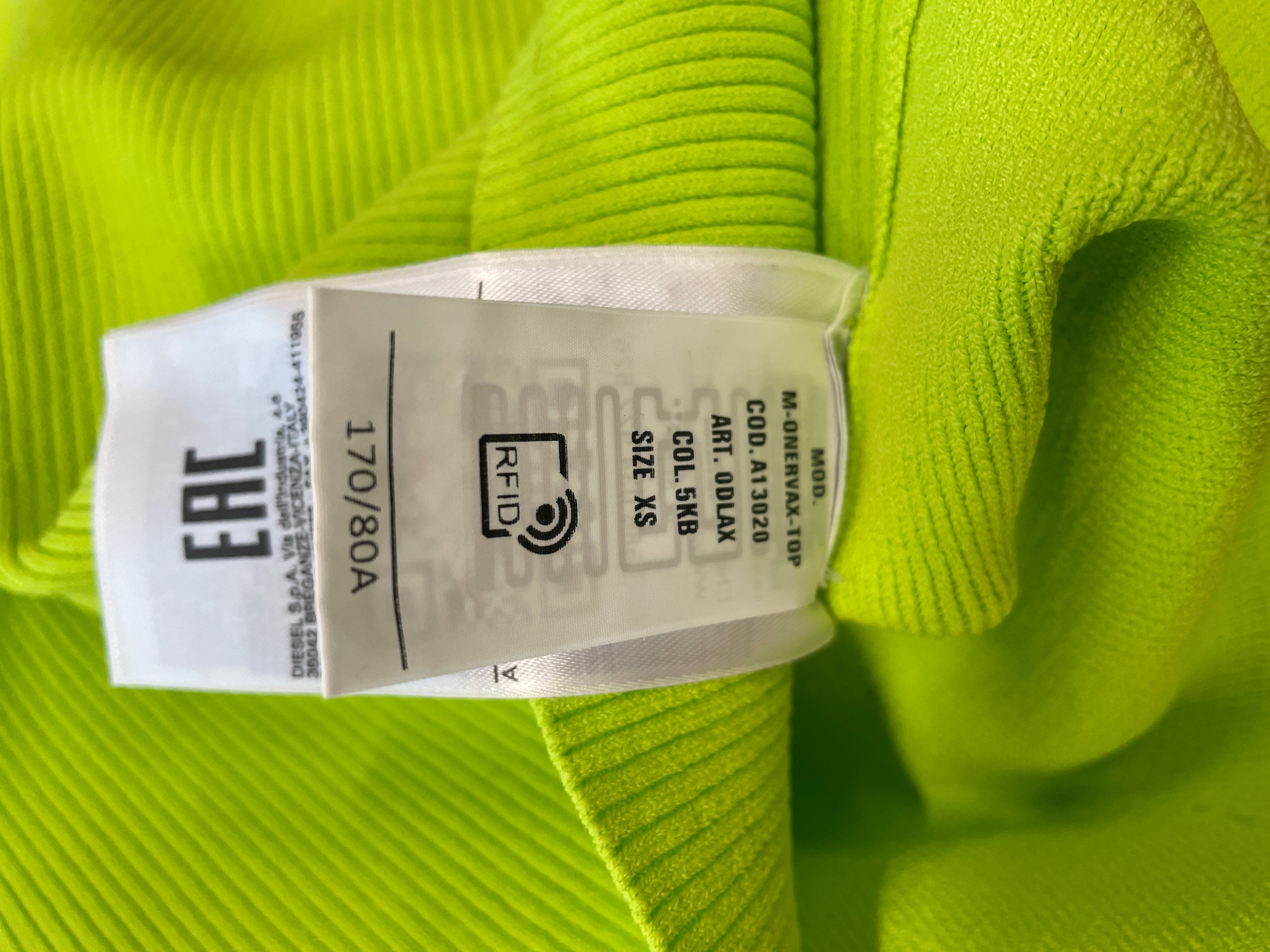 DIESEL/SL Cut & Sew/XS/Rayon/GRN/NEON/ONERVA TOP/METAL LOGO view 6