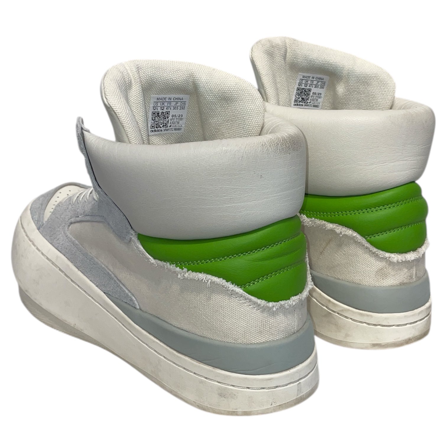 Y-3/Hi-Sneakers/US 12.5/Suede/CRM/Centennial  Green Heel view 2