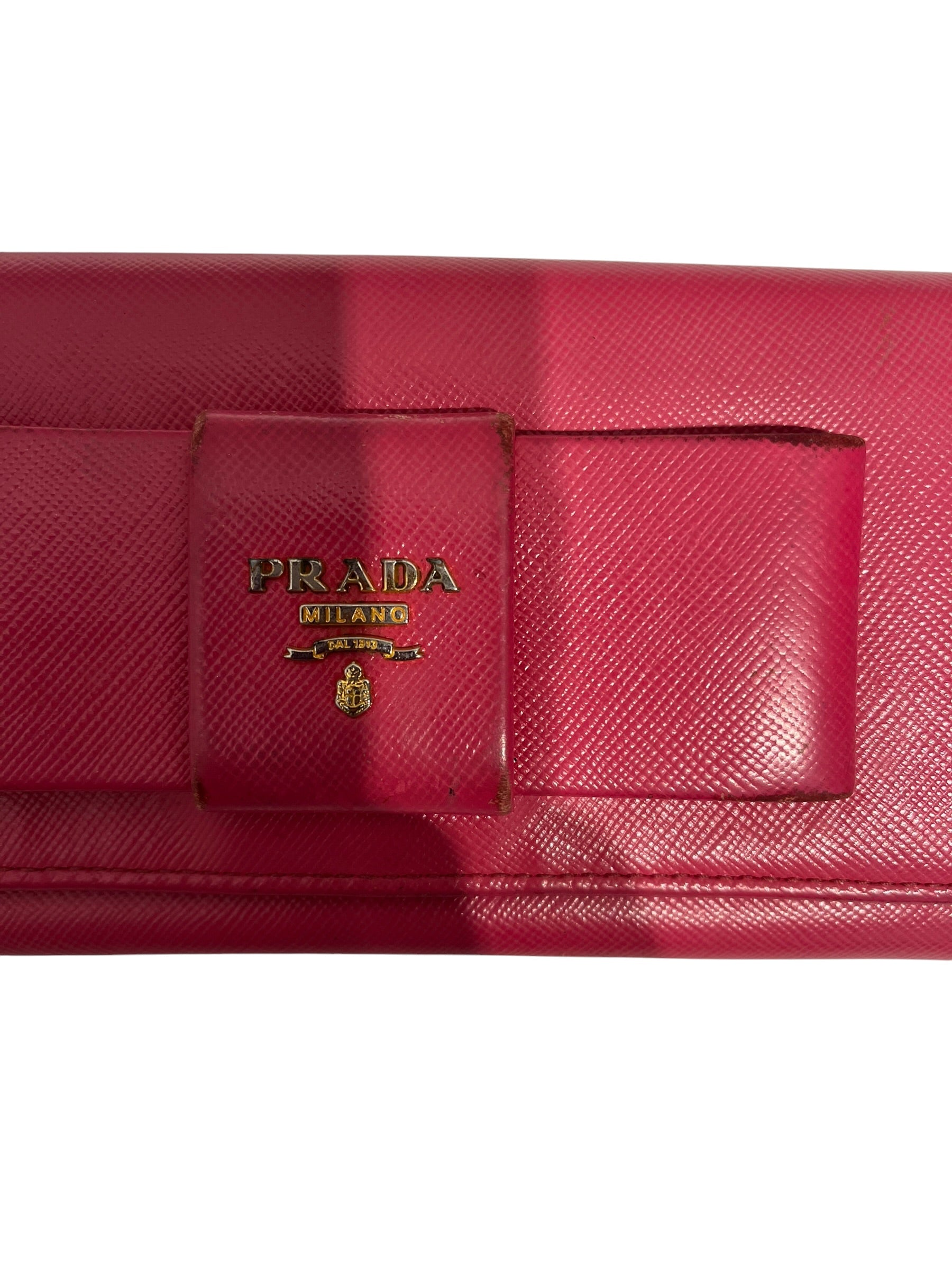 PRADA/Long Wallet/Stripe/Leather/PNK/RIBBON BOW DETAIL view 5
