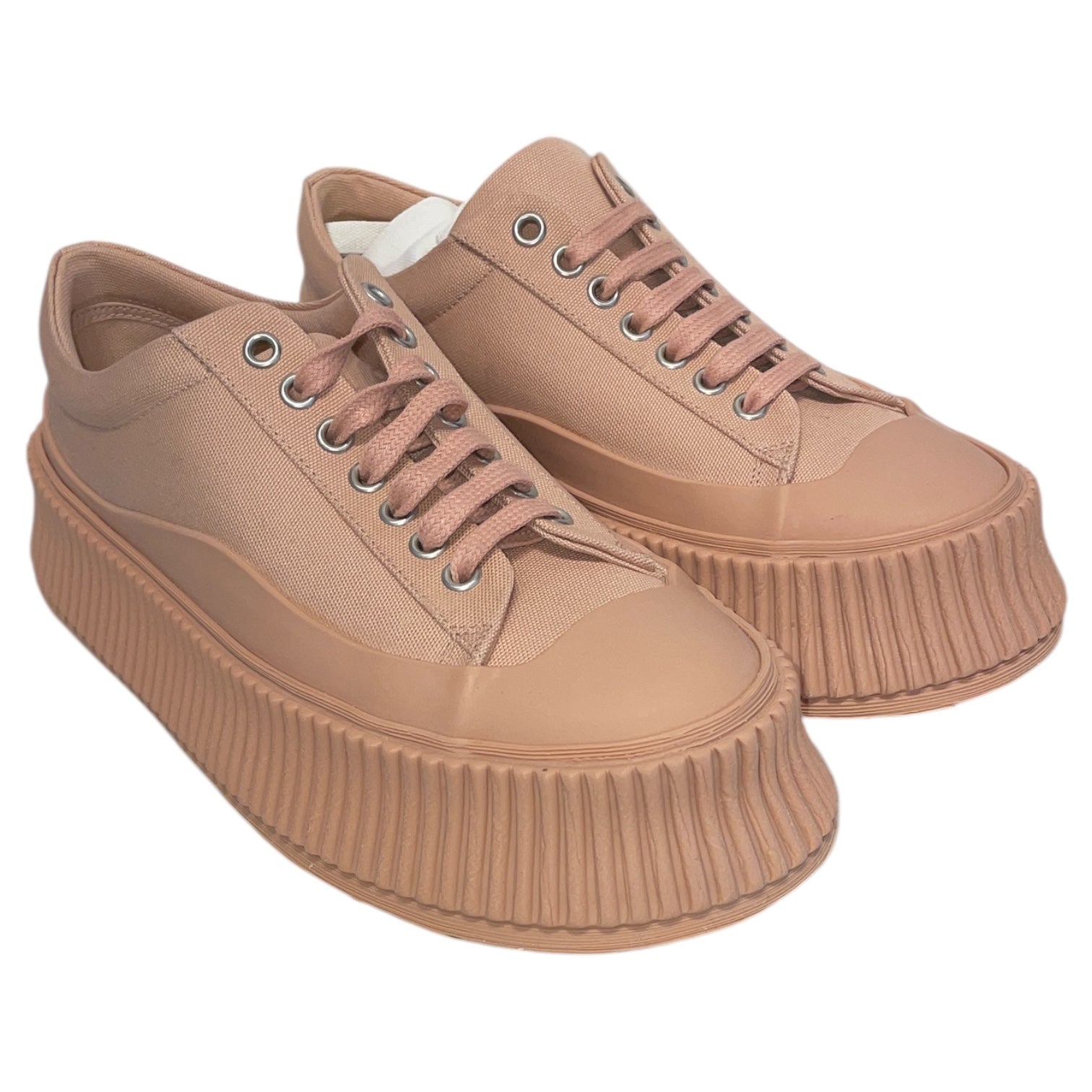 JIL SANDER/Low-Sneakers/US 7/Cotton/PNK/Cloth Lace Up view 1