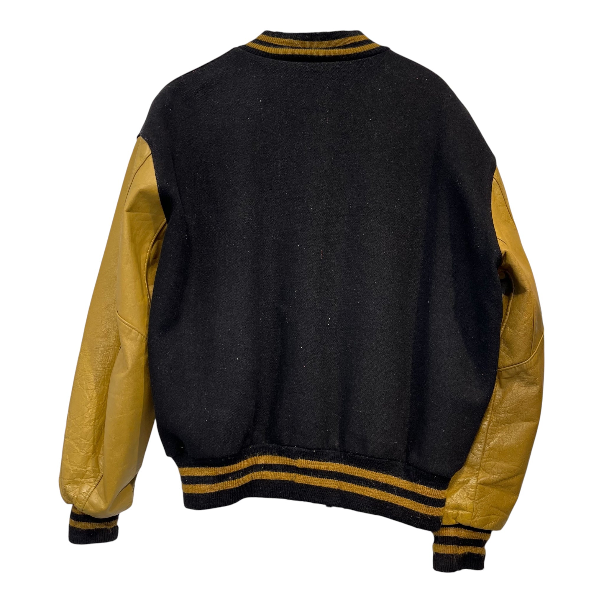DeLONG/Jacket/XL/Leather/BLK/khaki sleeve varsity jacket view 2
