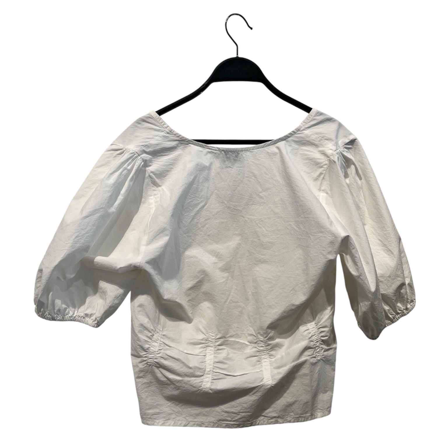 Deiji Studios/SS Blouse/S/Cotton/WHT/Puff Sleeve/4 rouched seams 5 button view 2