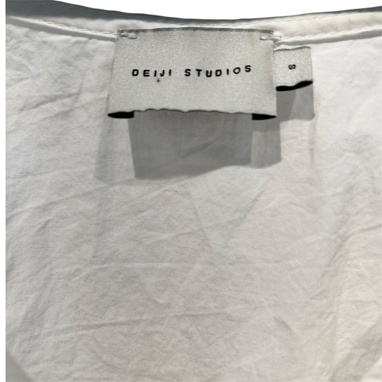Deiji Studios/SS Blouse/S/Cotton/WHT/Puff Sleeve/4 rouched seams 5 button view 3