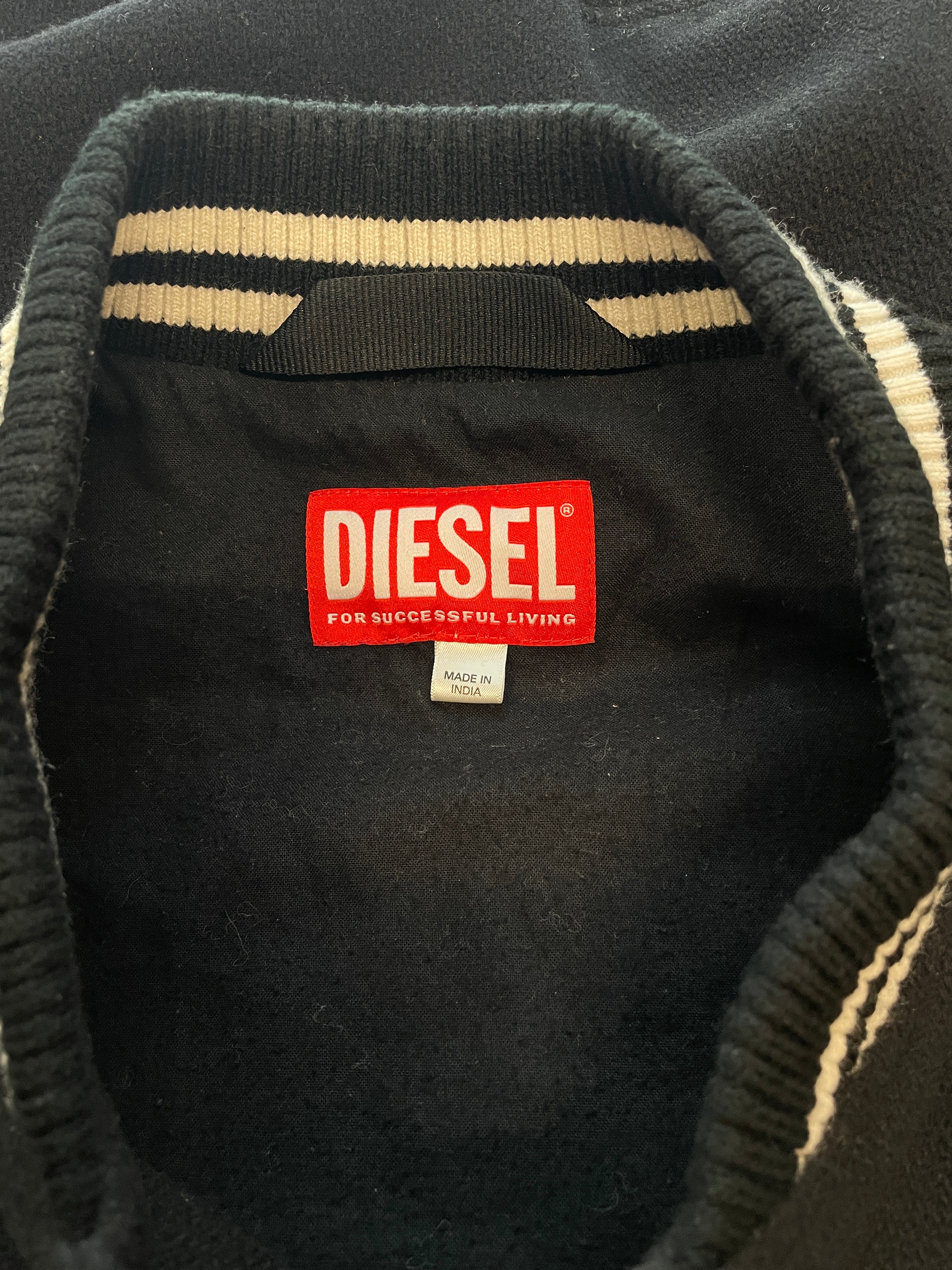 DIESEL/Jacket/50/Cotton/BLK/varsity jacket/ leather sleeve view 4