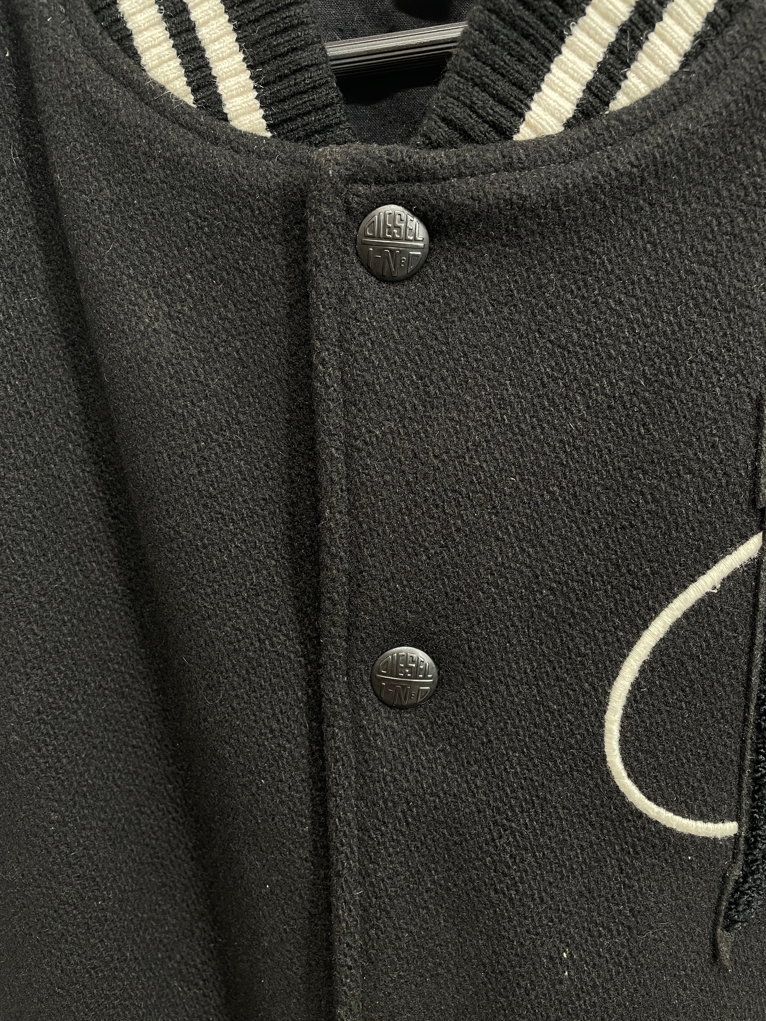 DIESEL/Jacket/50/Cotton/BLK/varsity jacket/ leather sleeve view 2