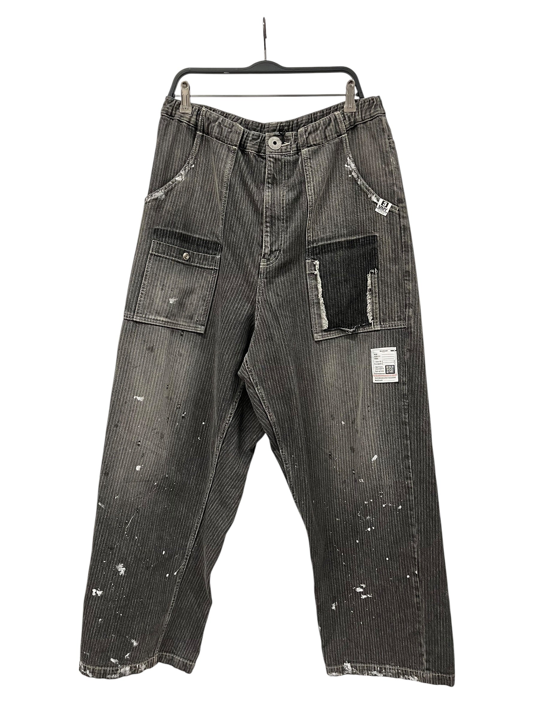 MIHARA YASUHIRO/Pants/52/Denim/GRY/Stripe/PANELED DRAWSTRING JEANS view 1