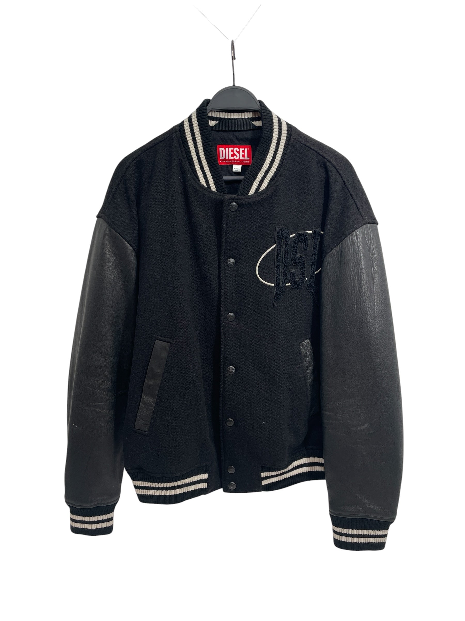 DIESEL/Jacket/50/Cotton/BLK/varsity jacket/ leather sleeve view 1