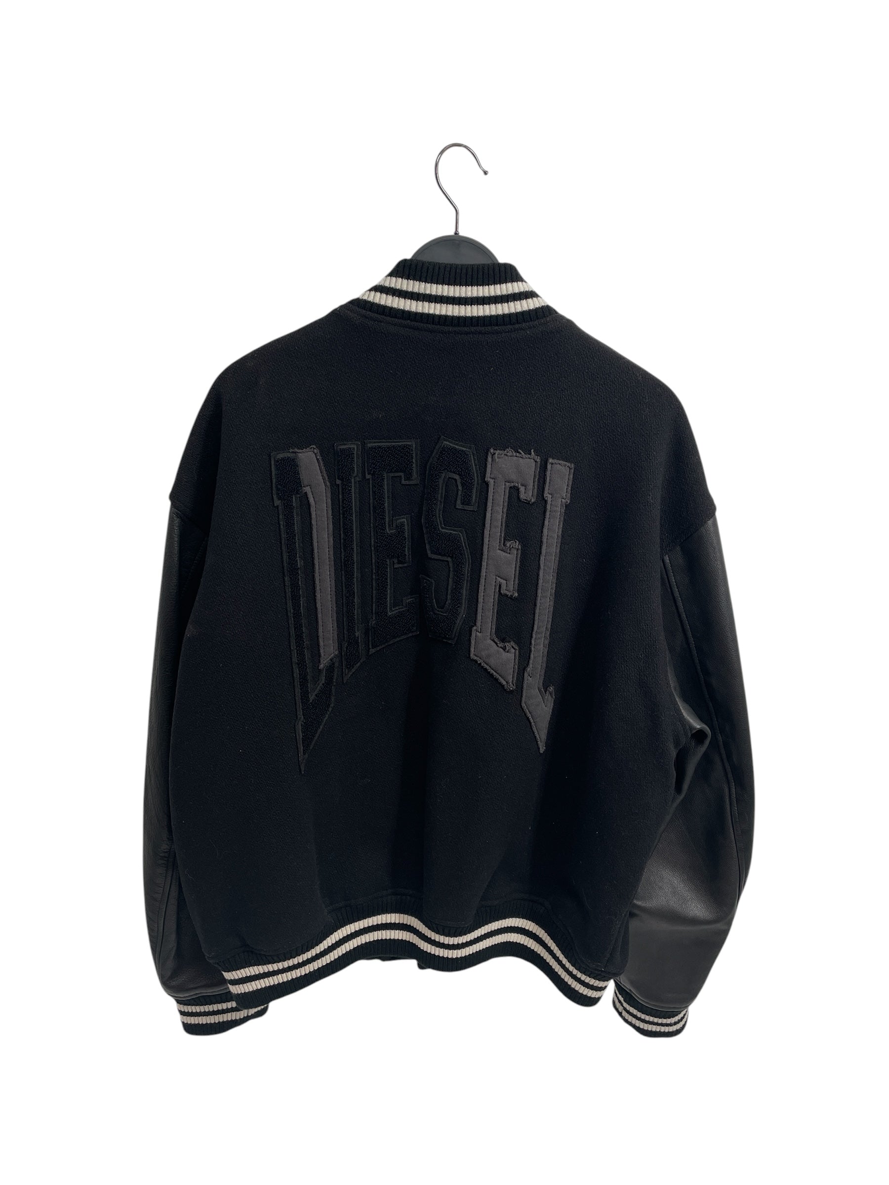 DIESEL/Jacket/50/Cotton/BLK/varsity jacket/ leather sleeve view 3