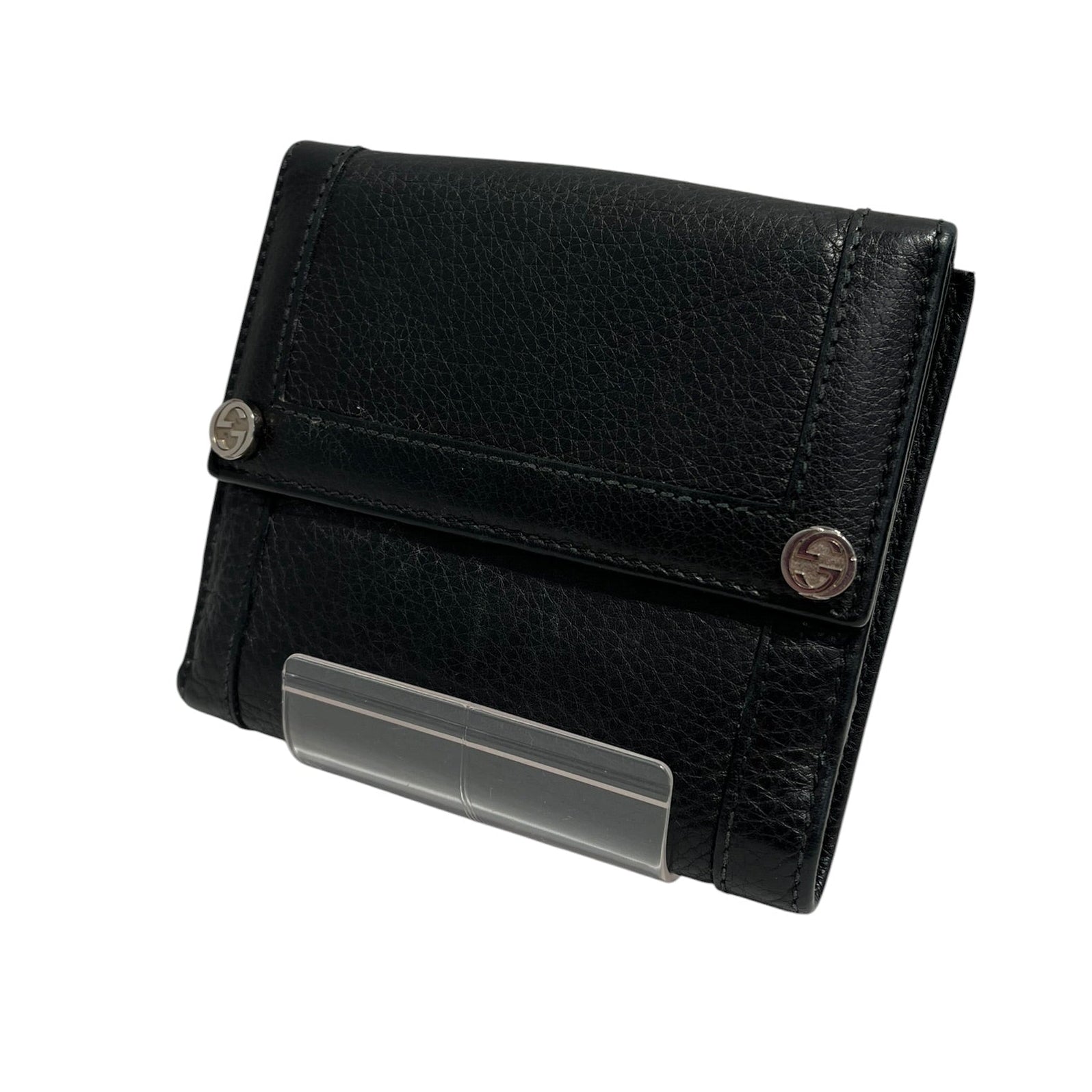 GUCCI/TOM FORD/Bifold Wallet/Leather/BLK/silver stud hardware blk bi fo view 1