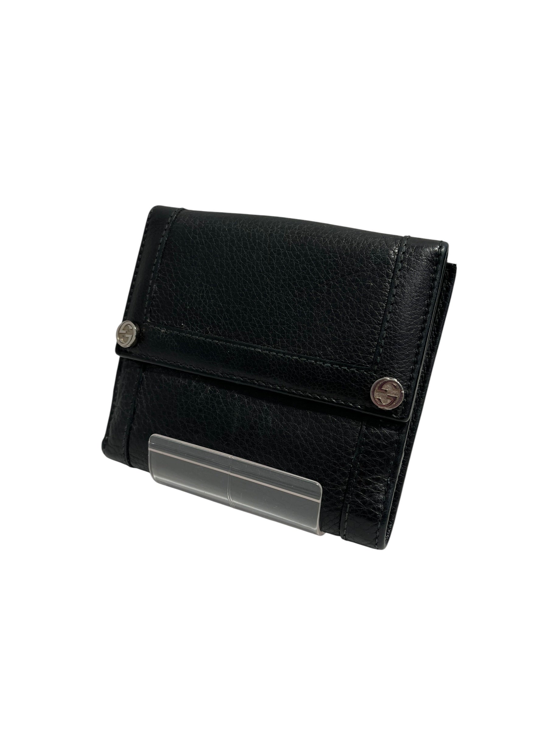 GUCCI/TOM FORD/Bifold Wallet/Leather/BLK/silver stud hardware blk bi fo view 1