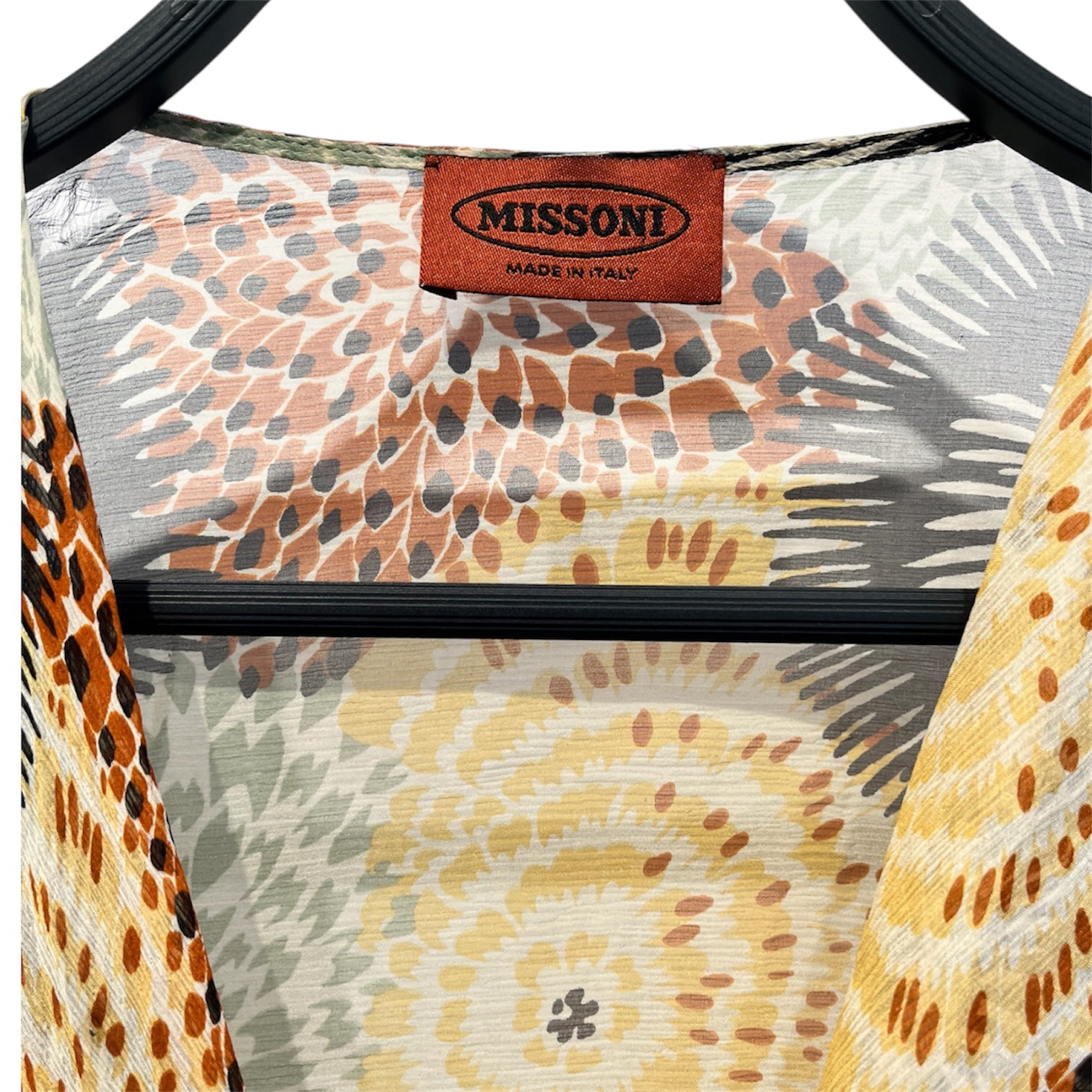 MISSONI/LS Blouse/S/Floral Pattern/Silk/MLT/Puff Sleeve/ornge,blue,blck, sheer view 3