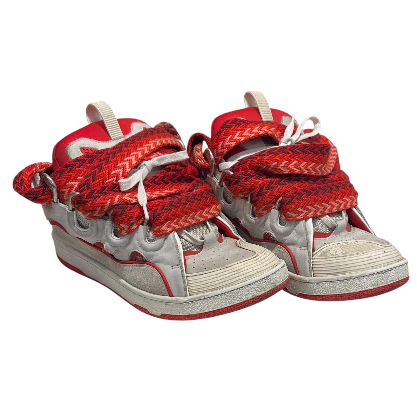 LANVIN/Low-Sneakers/US 11/All Over Print/Suede/RED/Tassel/Chunky Curb Sneakers in Red view 1