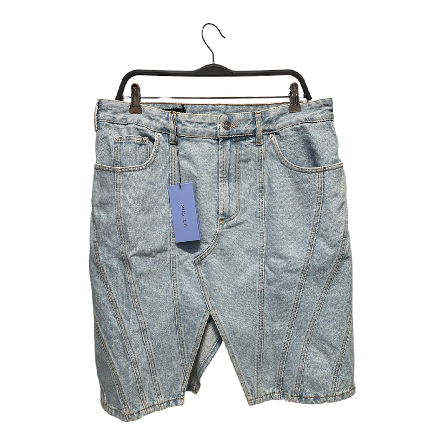 MUGLER/Skirt/44/Denim/IDG/SPIRAL DENIM MINI SKIRT view 1