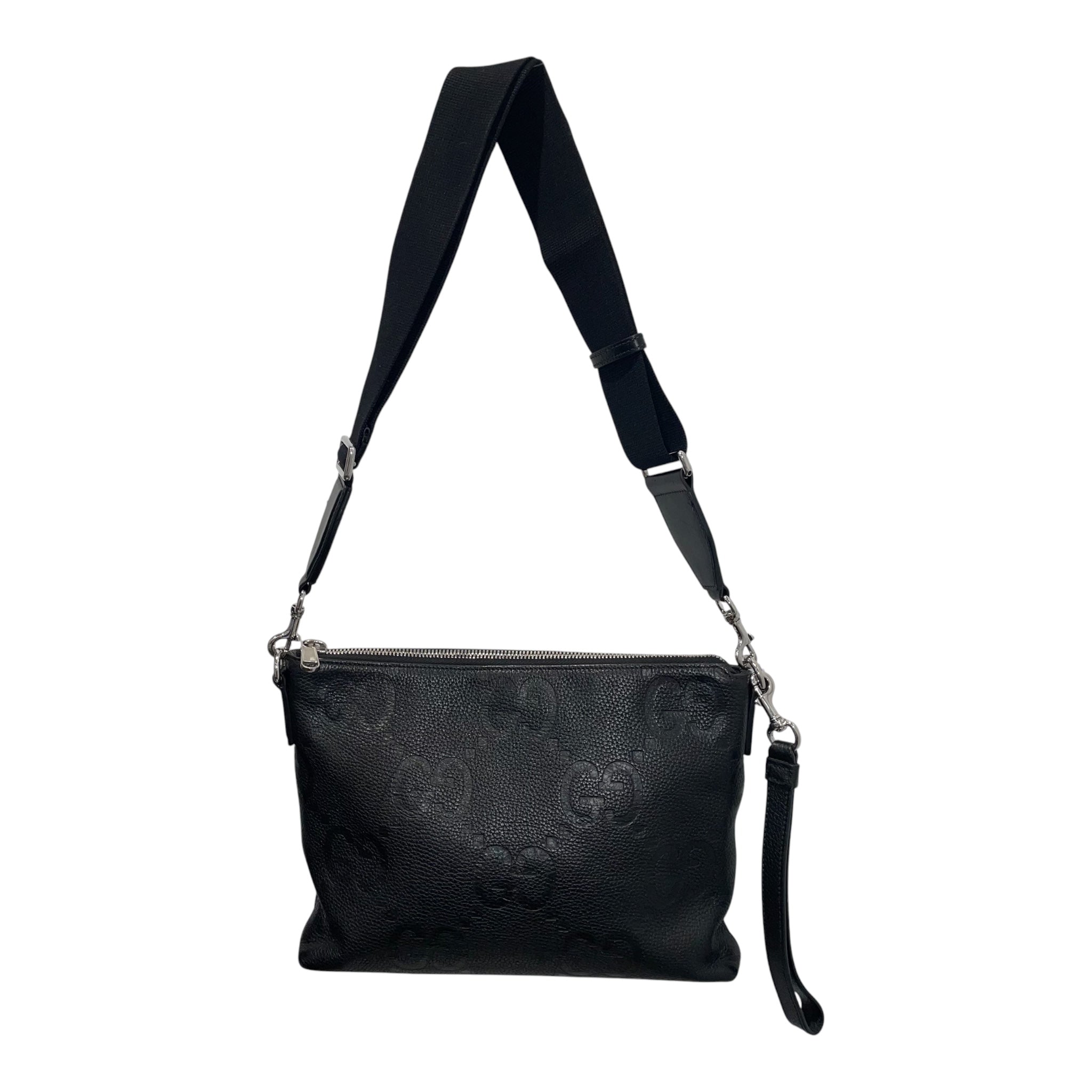 GUCCI/Cross Body Bag/Leather/BLK/jumbo messenger view 1