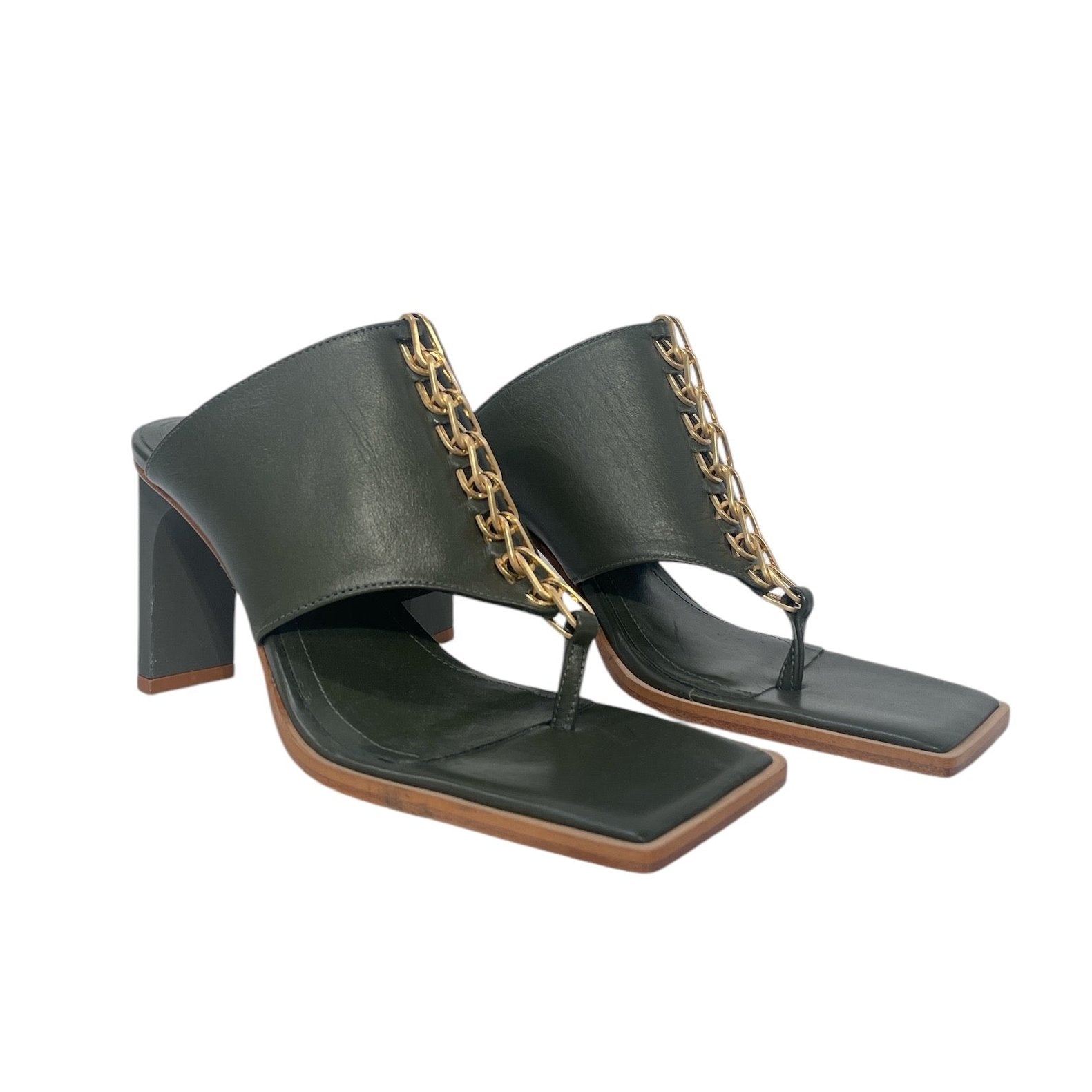 DION LEE/Heels/EU 35/Leather/GRN/GOLD CHAINLINK view 1