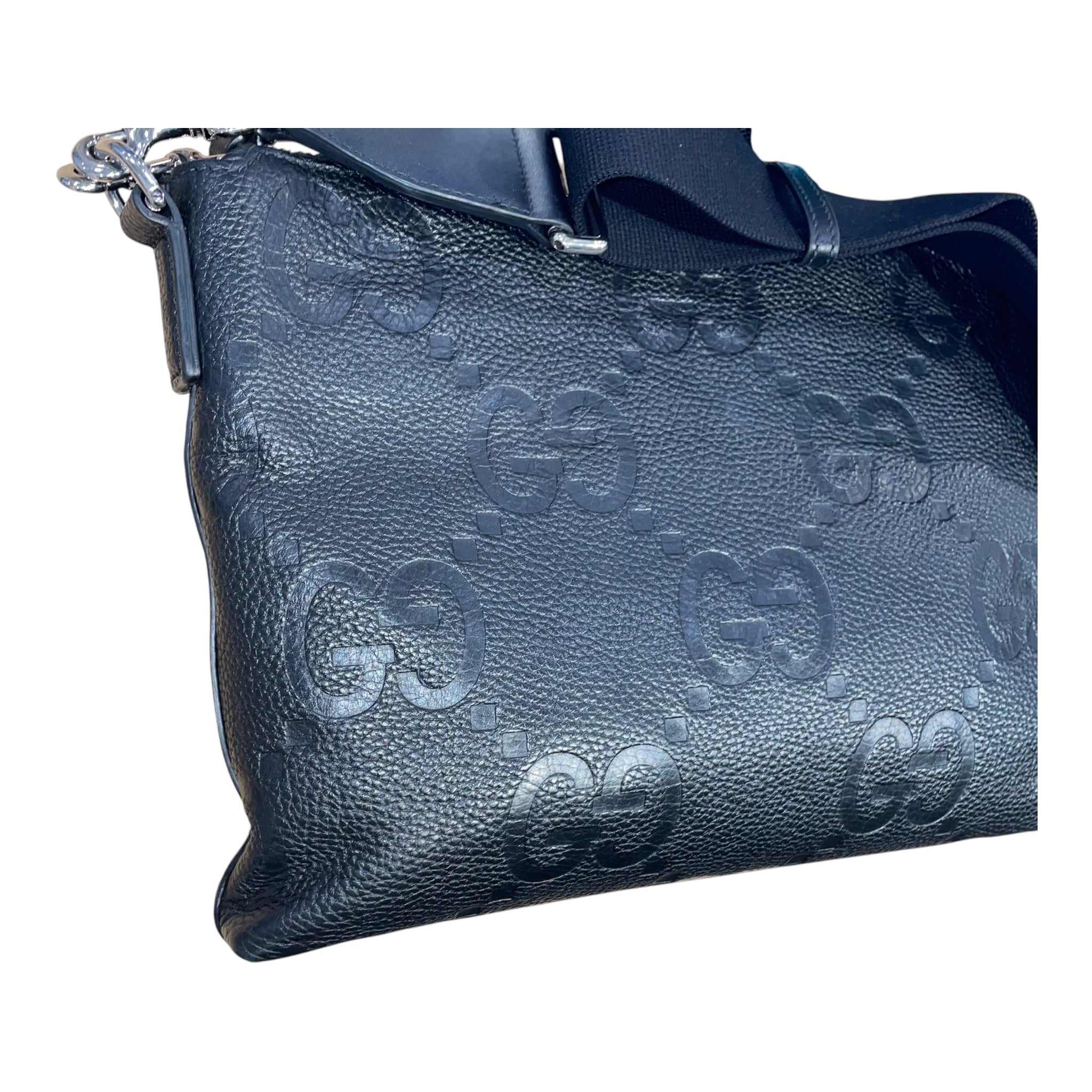 GUCCI/Cross Body Bag/Leather/BLK/jumbo messenger view 6