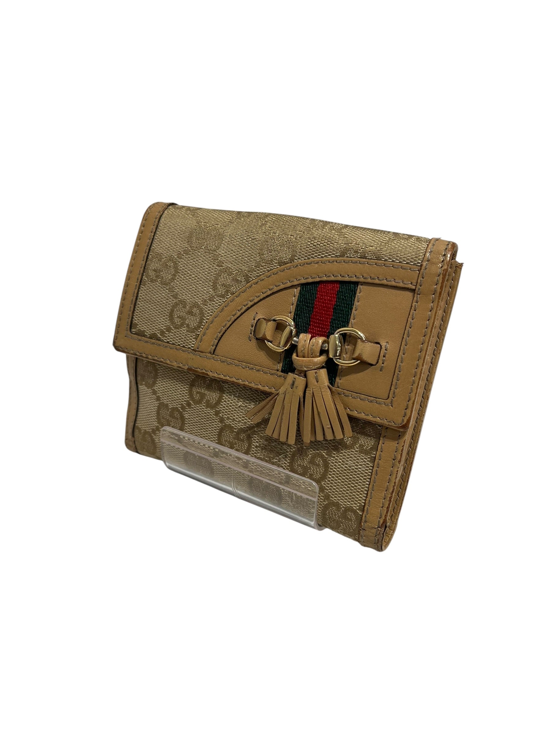 GUCCI/Bifold Wallet/Monogram/Cotton/BEG/HORSEBIT TASSLE 233053 2184 view 1
