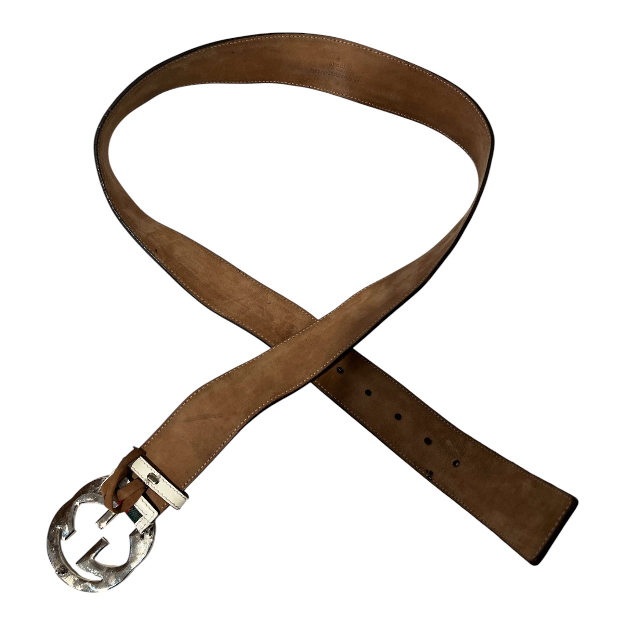 GUCCI/Belt/Stripe/Leather/WHT/M's/114984 WHITE LEATHER/GRN+RED view 4