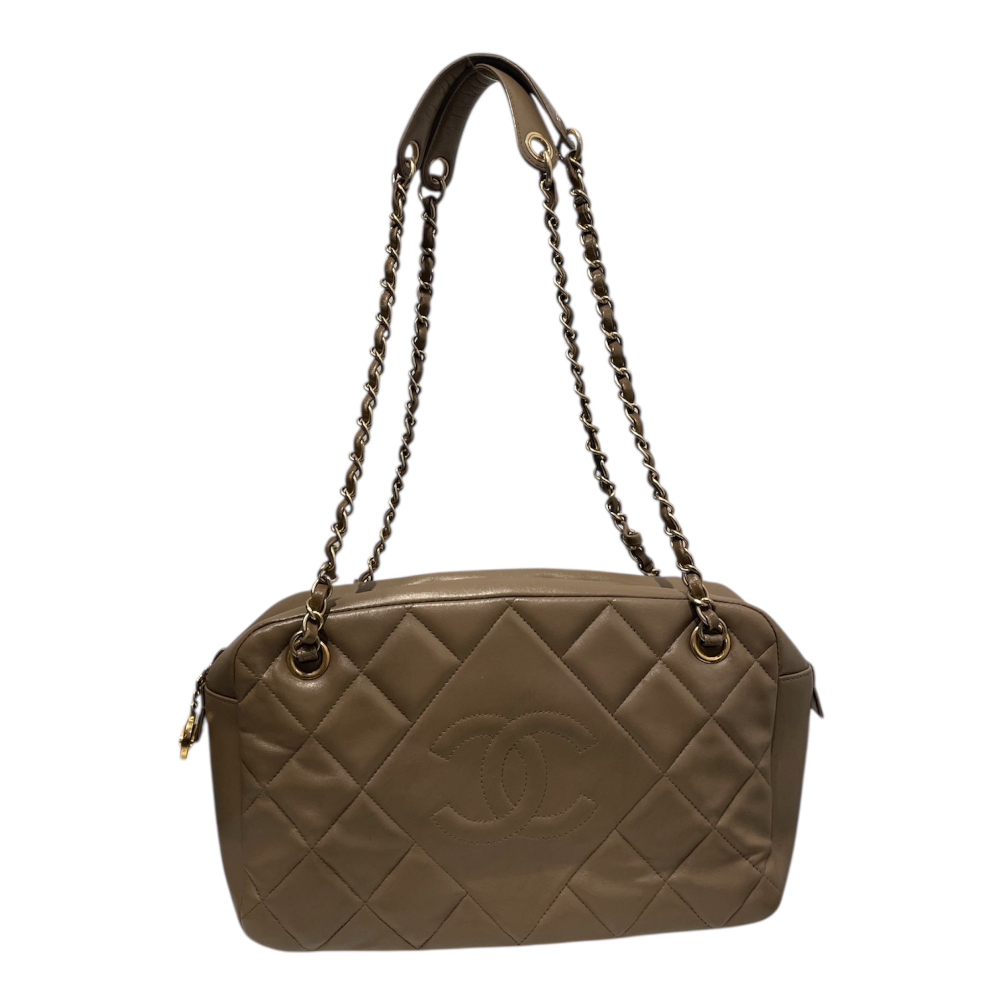 CHANEL/Cross Body Bag/Leather/BEG/CC CAMBON QUILTED CAMERA view 1