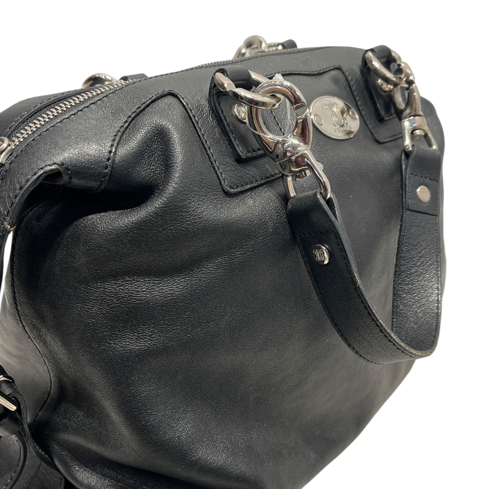 CELINE/Tote Bag/Leather/BLK/silver hardware view 6