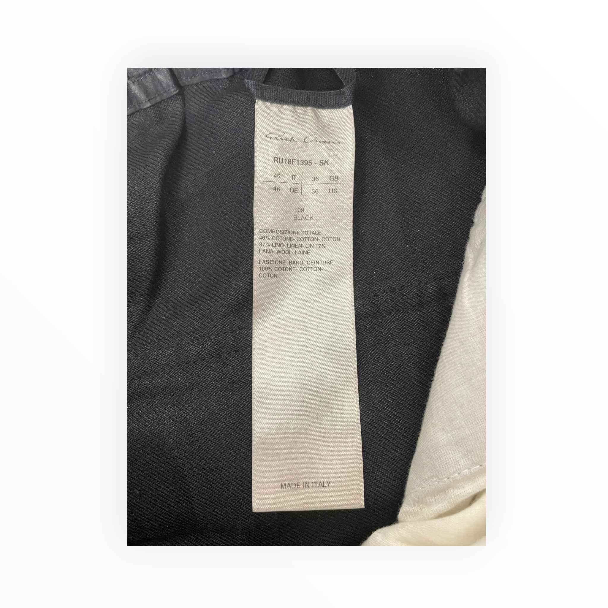 Rick Owens/Straight Pants/36/Wool/BLK/Button Fly/cotton/wool blend view 4